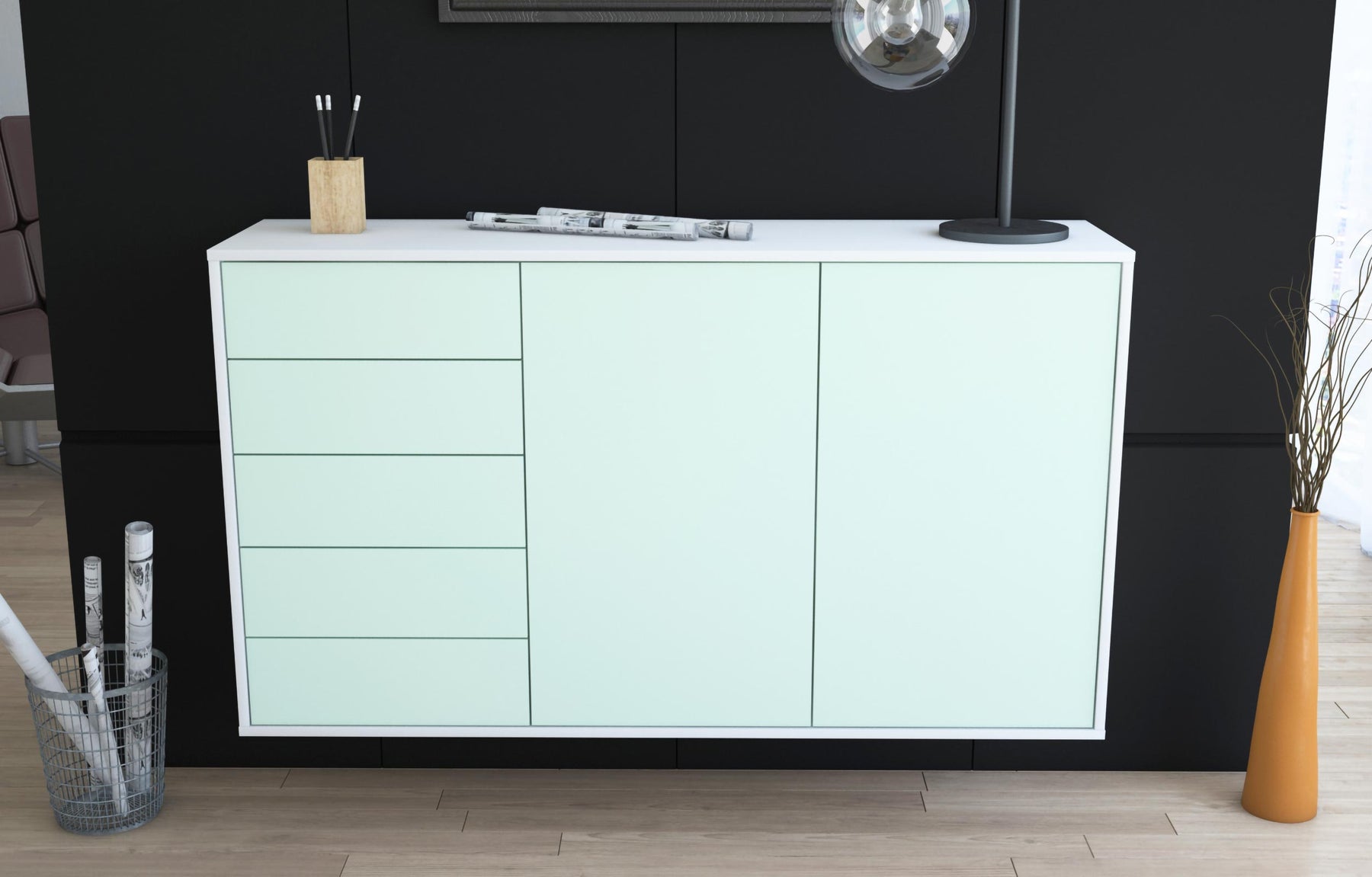 Sideboard Peoria, Mint, hängend (136x79x35cm)