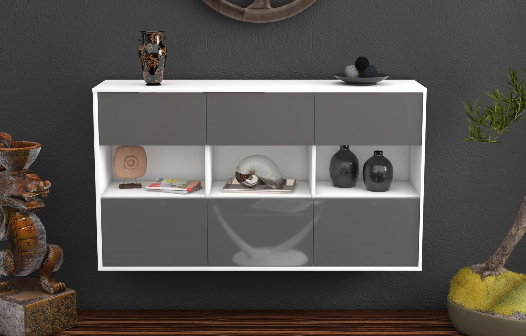 Sideboard Paterson, Grau, hängend (136x79x35cm)