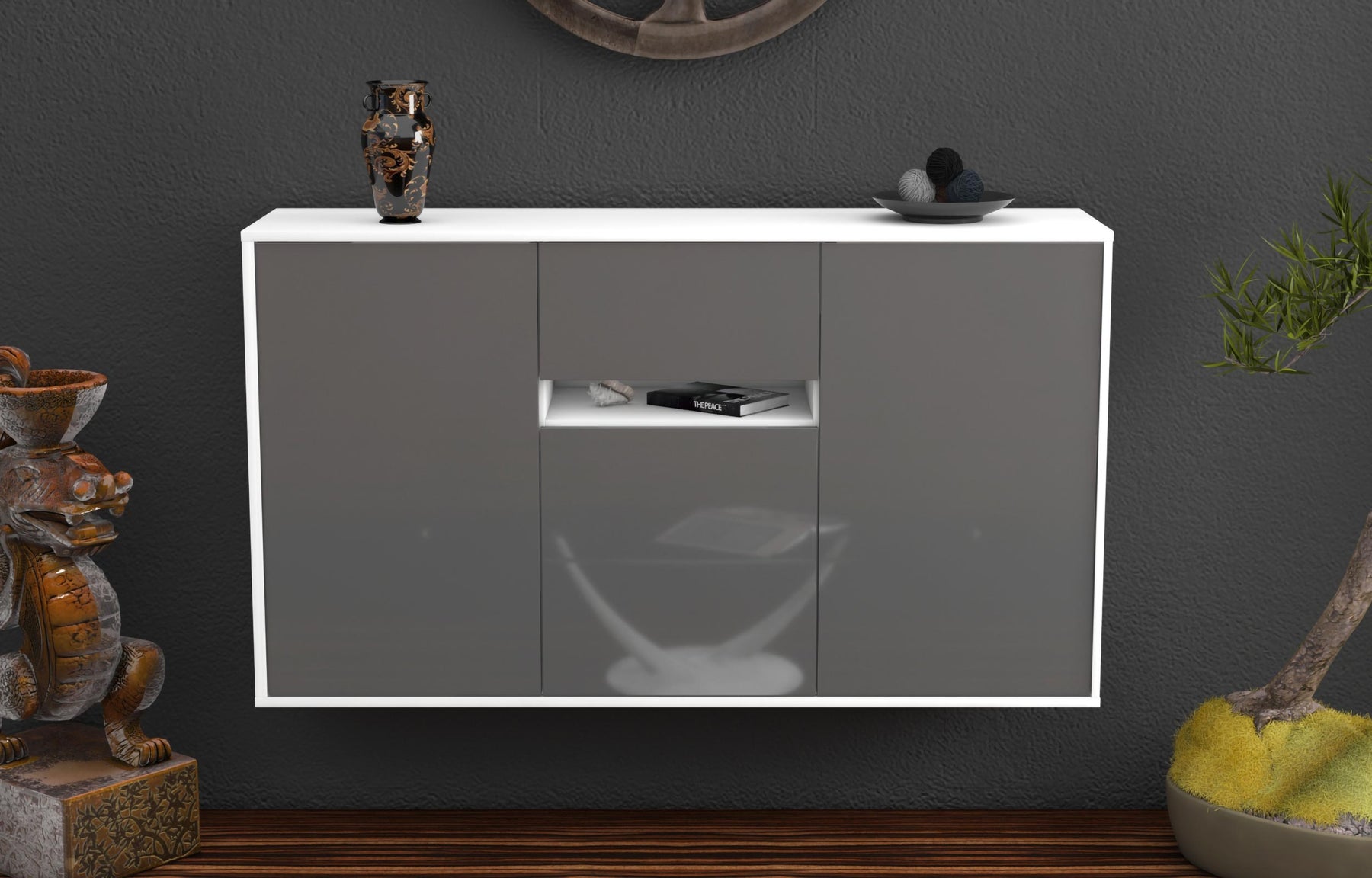 Sideboard Hampton, Grau, hängend (136x79x35cm)