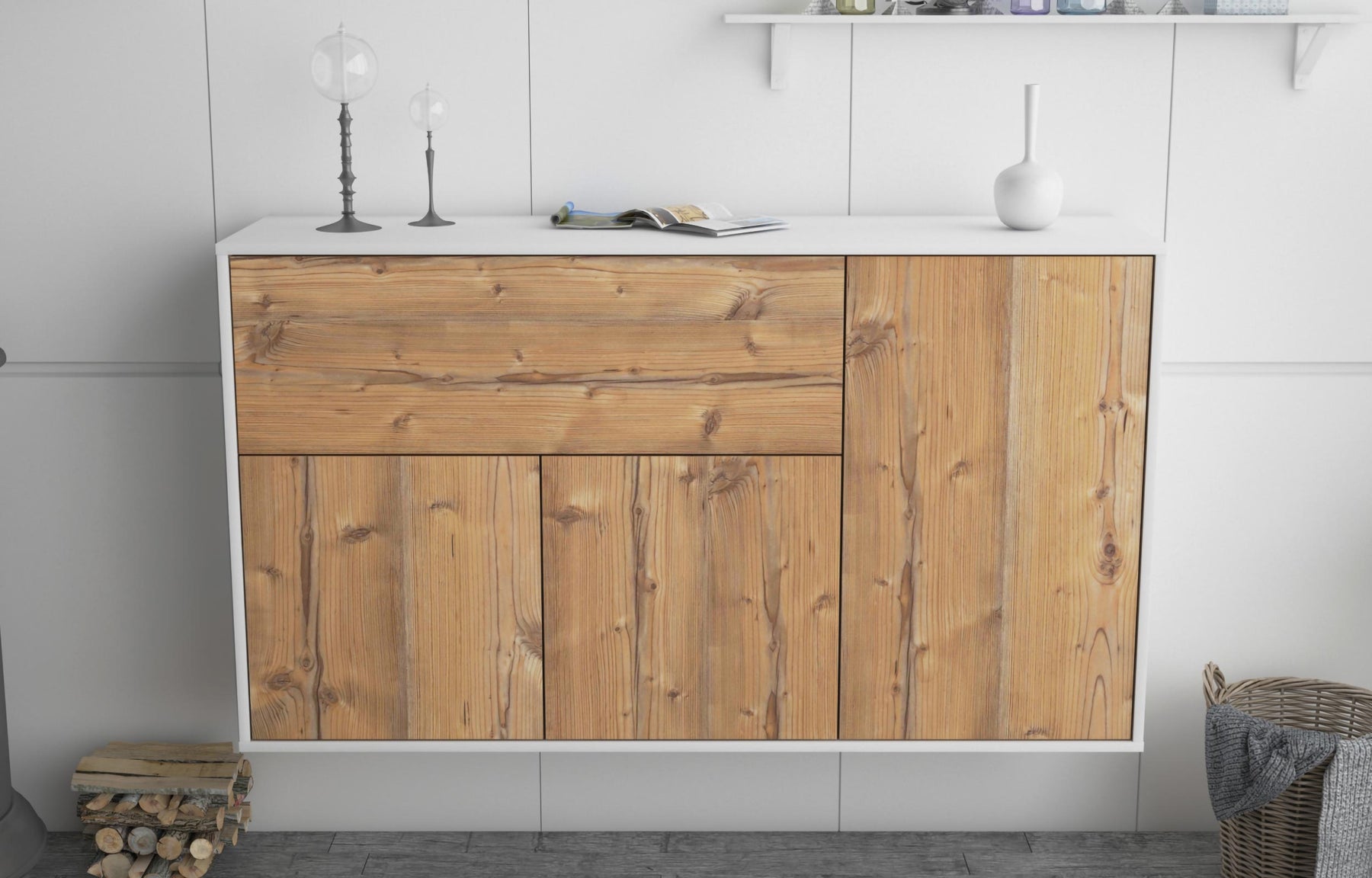 Sideboard Naperville, Pinie, hängend (136x79x35cm)