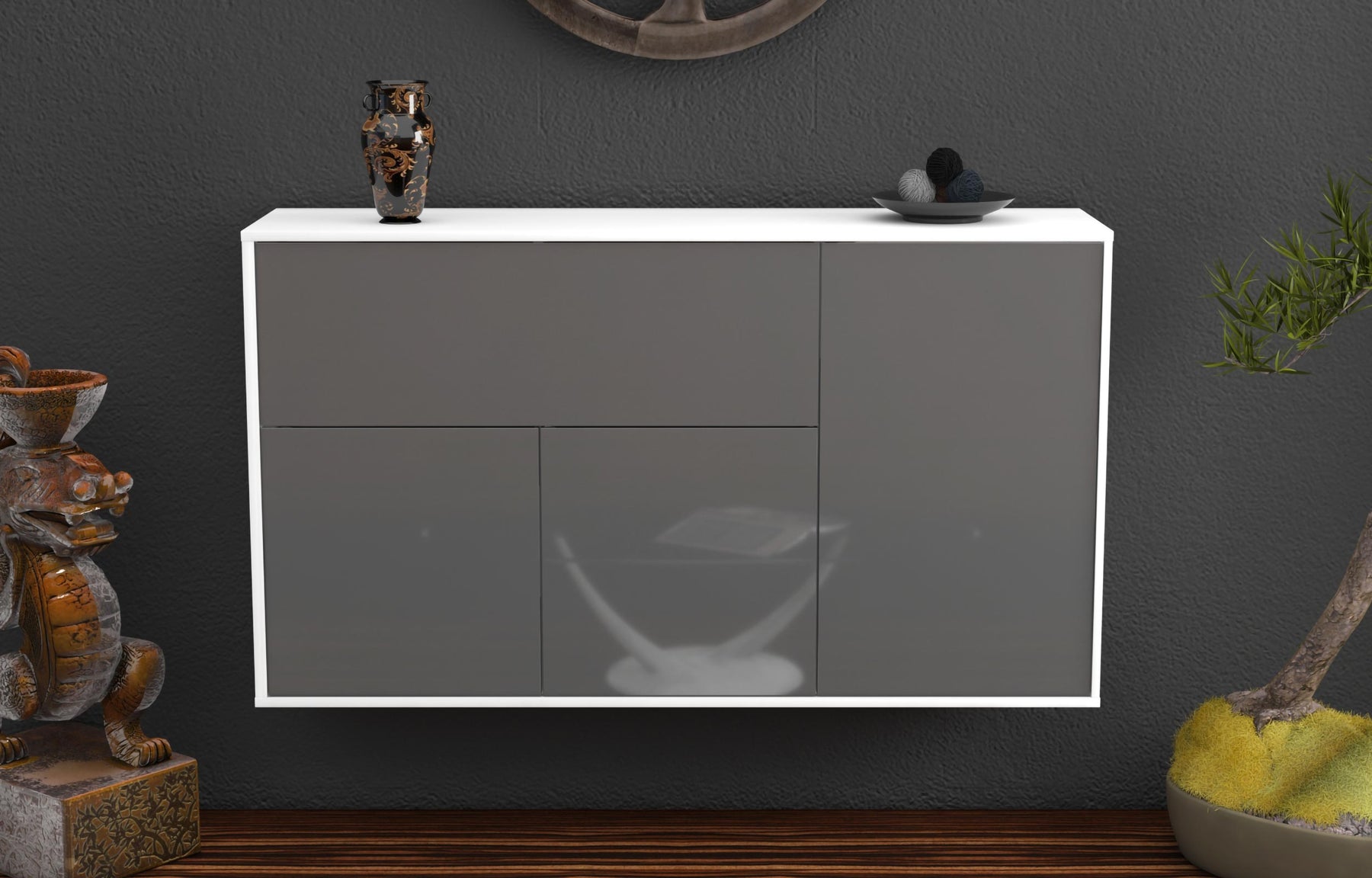 Sideboard Naperville, Grau, hängend (136x79x35cm)