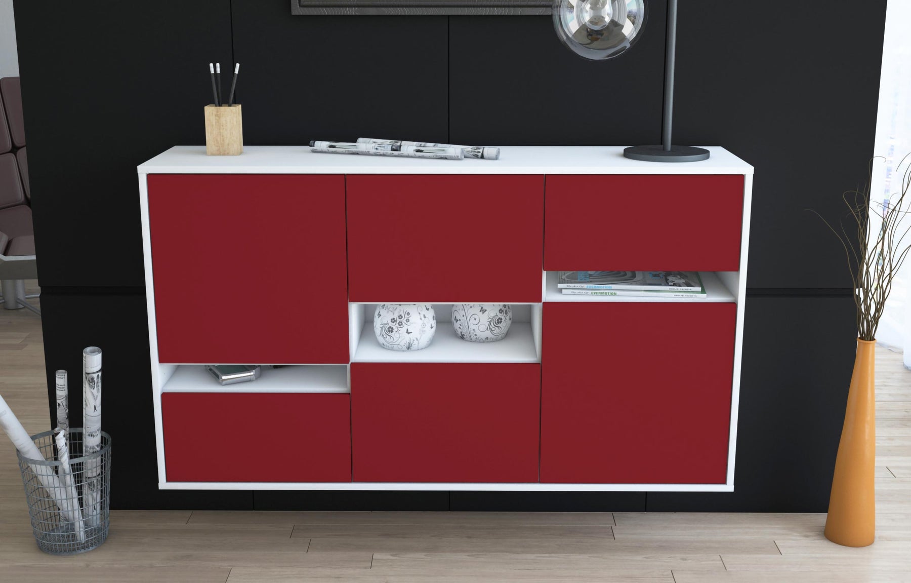 Sideboard Hayward, Bordeaux, hängend (136x79x35cm)