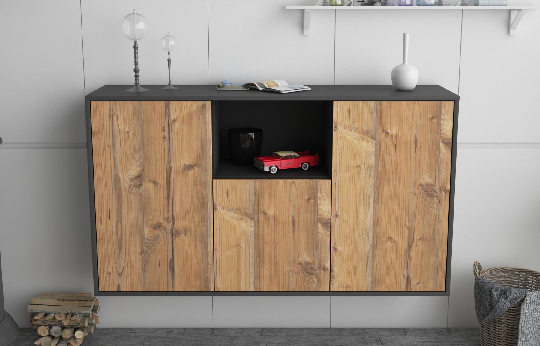 Sideboard Overland Park, Pinie, hängend (136x79x35cm)