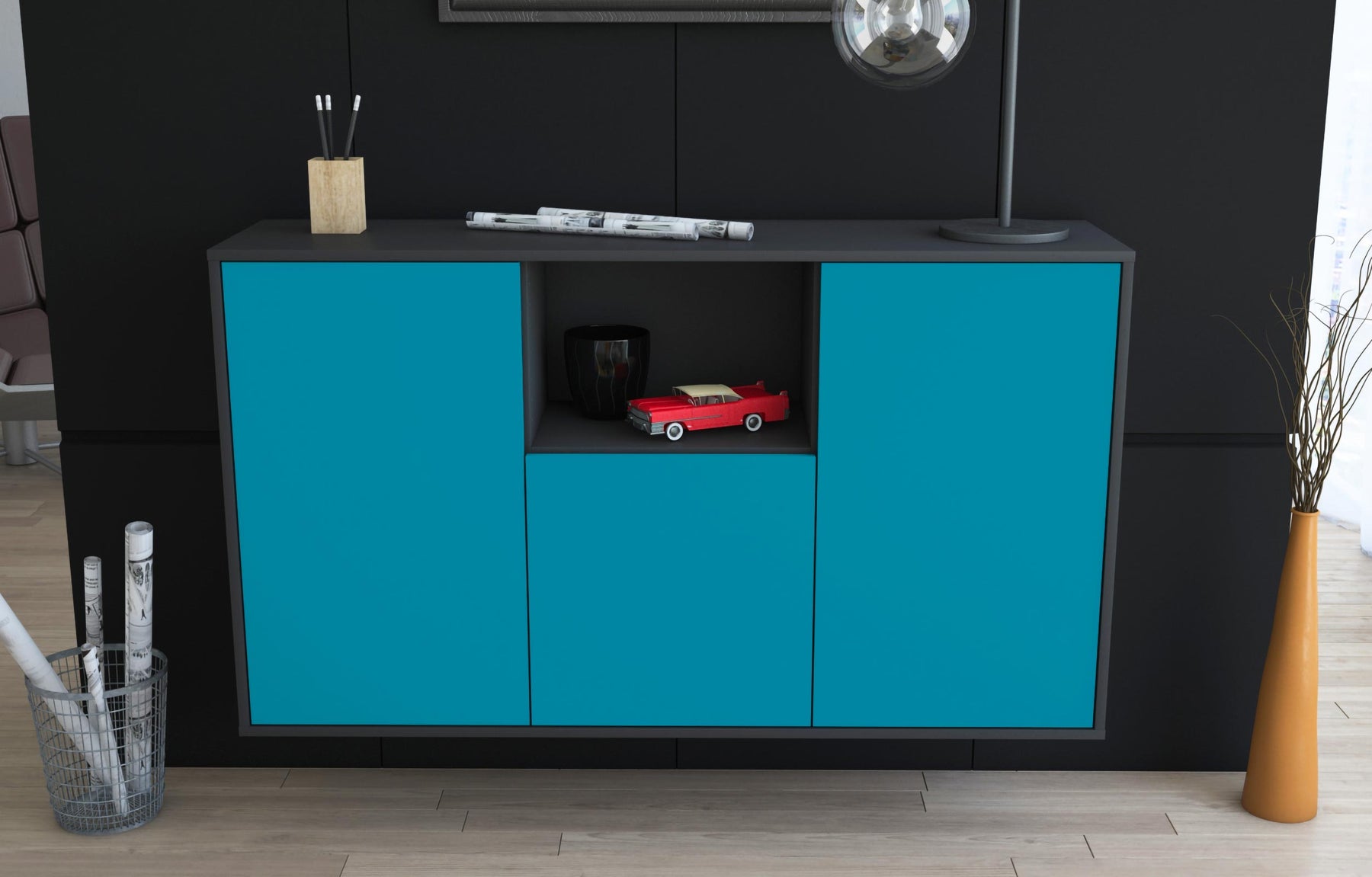 Sideboard Overland Park, Türkis, hängend (136x79x35cm)