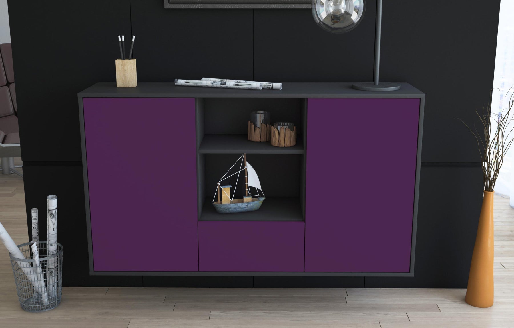 Sideboard Oceanside, Lila, hängend (136x79x35cm)