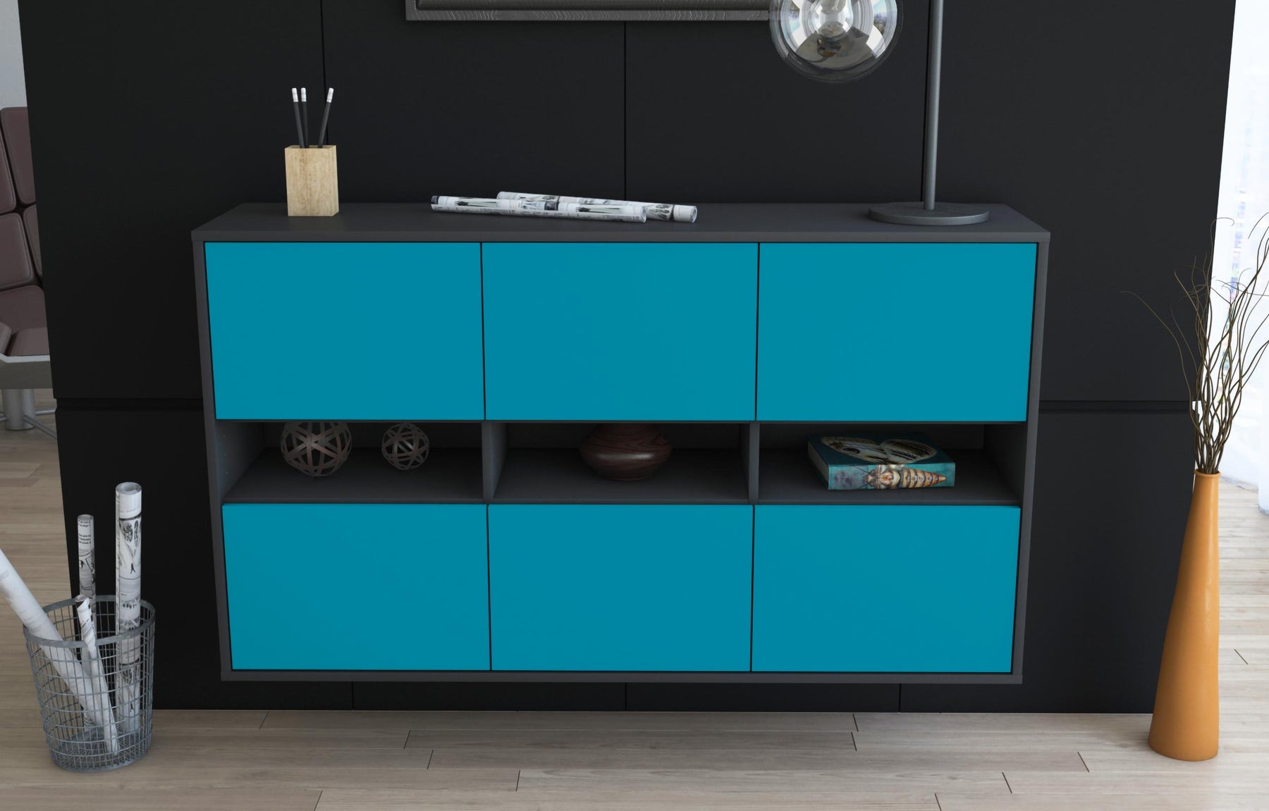 Sideboard Rockford, Türkis, hängend (136x79x35cm)