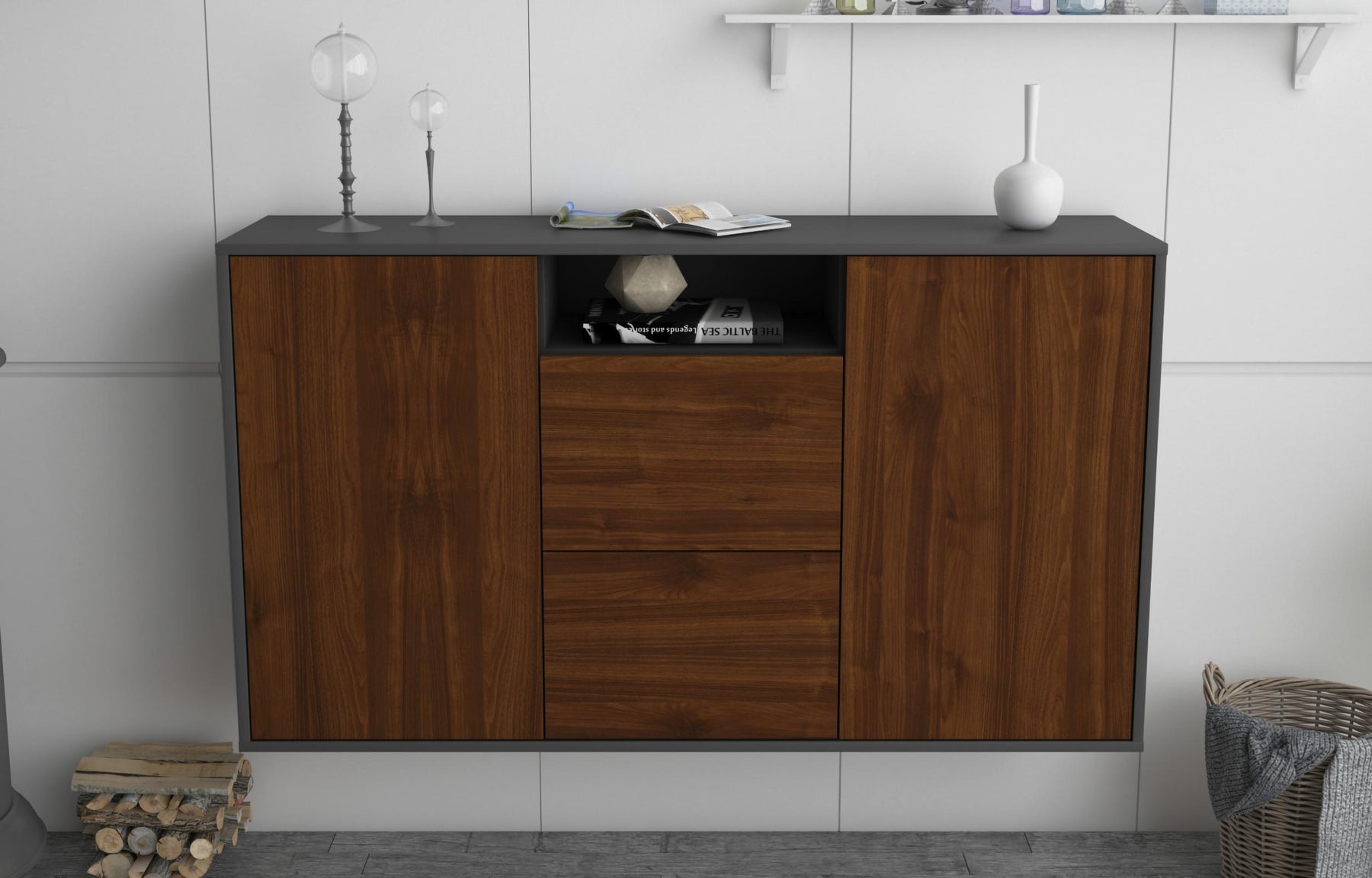 Sideboard Dayton, Walnuss, hängend (136x79x35cm)