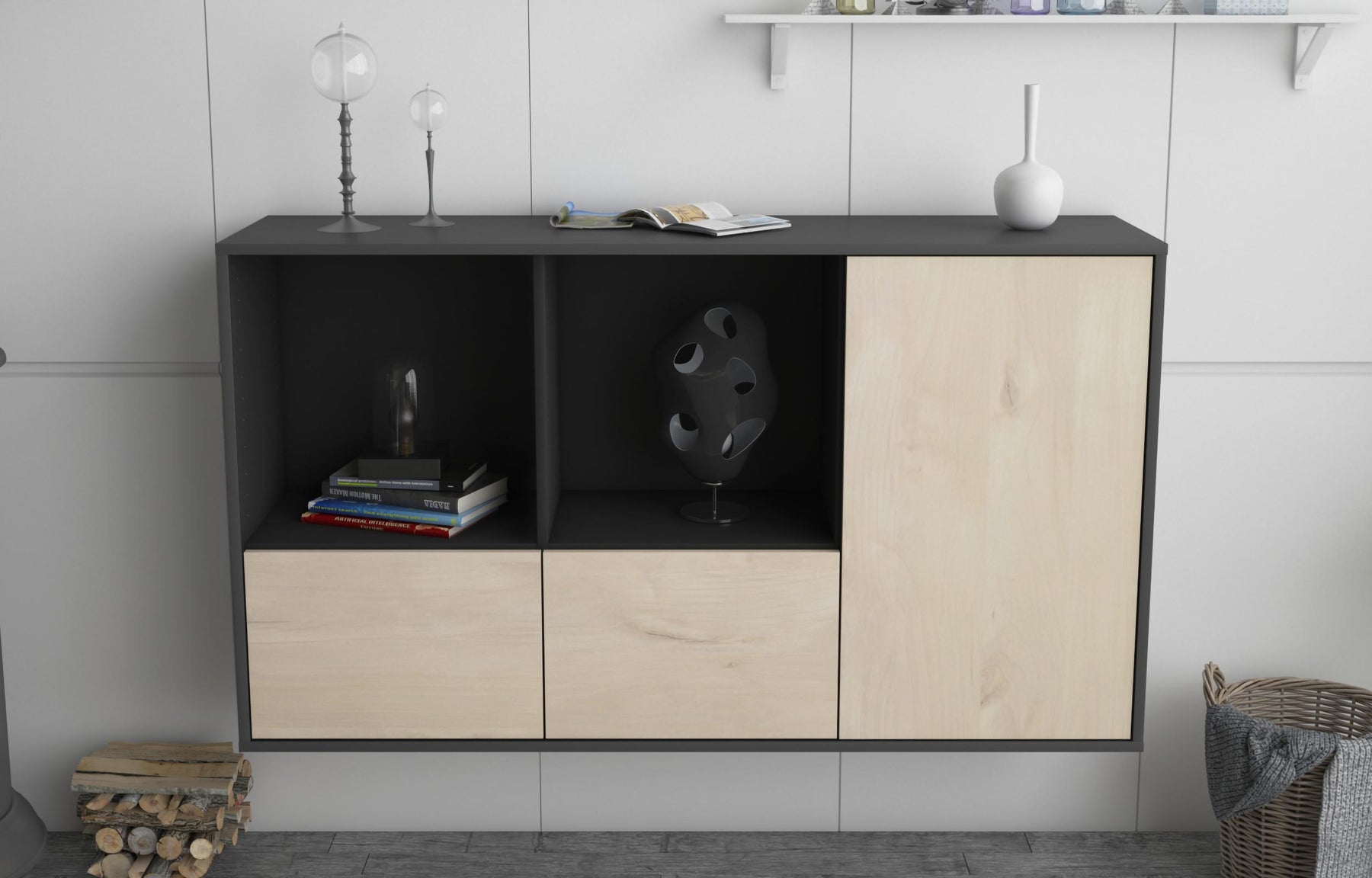 Sideboard Springfield, Zeder, hängend (136x79x35cm)