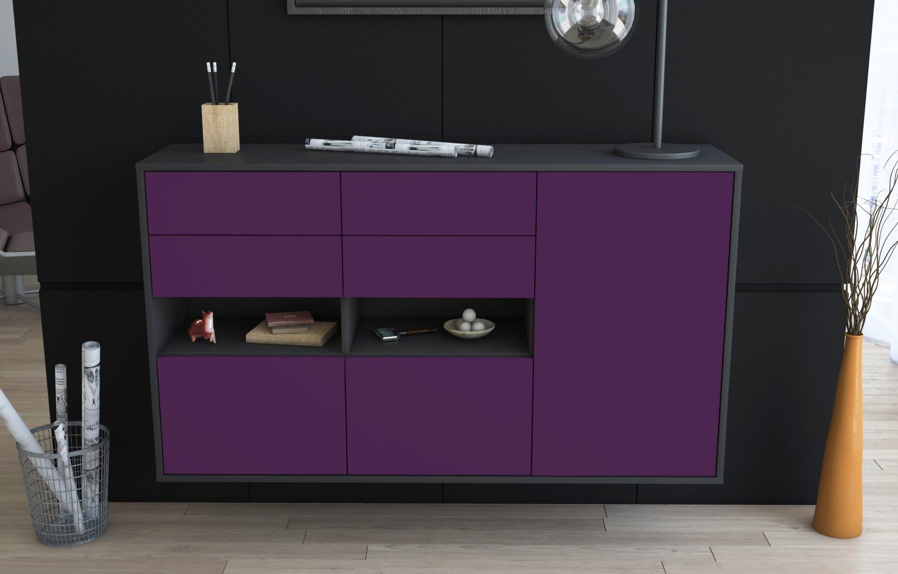 Sideboard Santa Rosa, Lila, hängend (136x79x35cm)