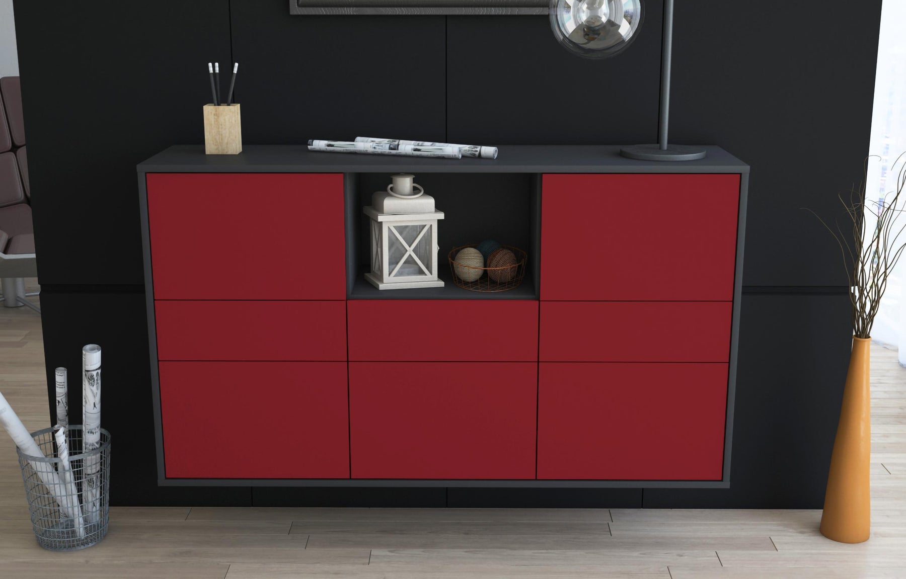 Sideboard Pomona, Bordeaux, hängend (136x79x35cm)