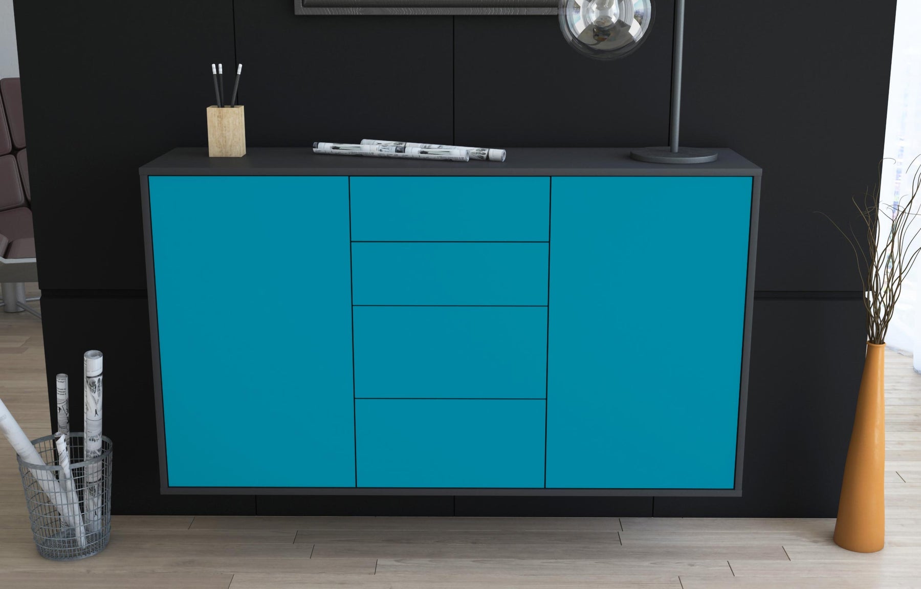 Sideboard Corona, Türkis, hängend (136x79x35cm)