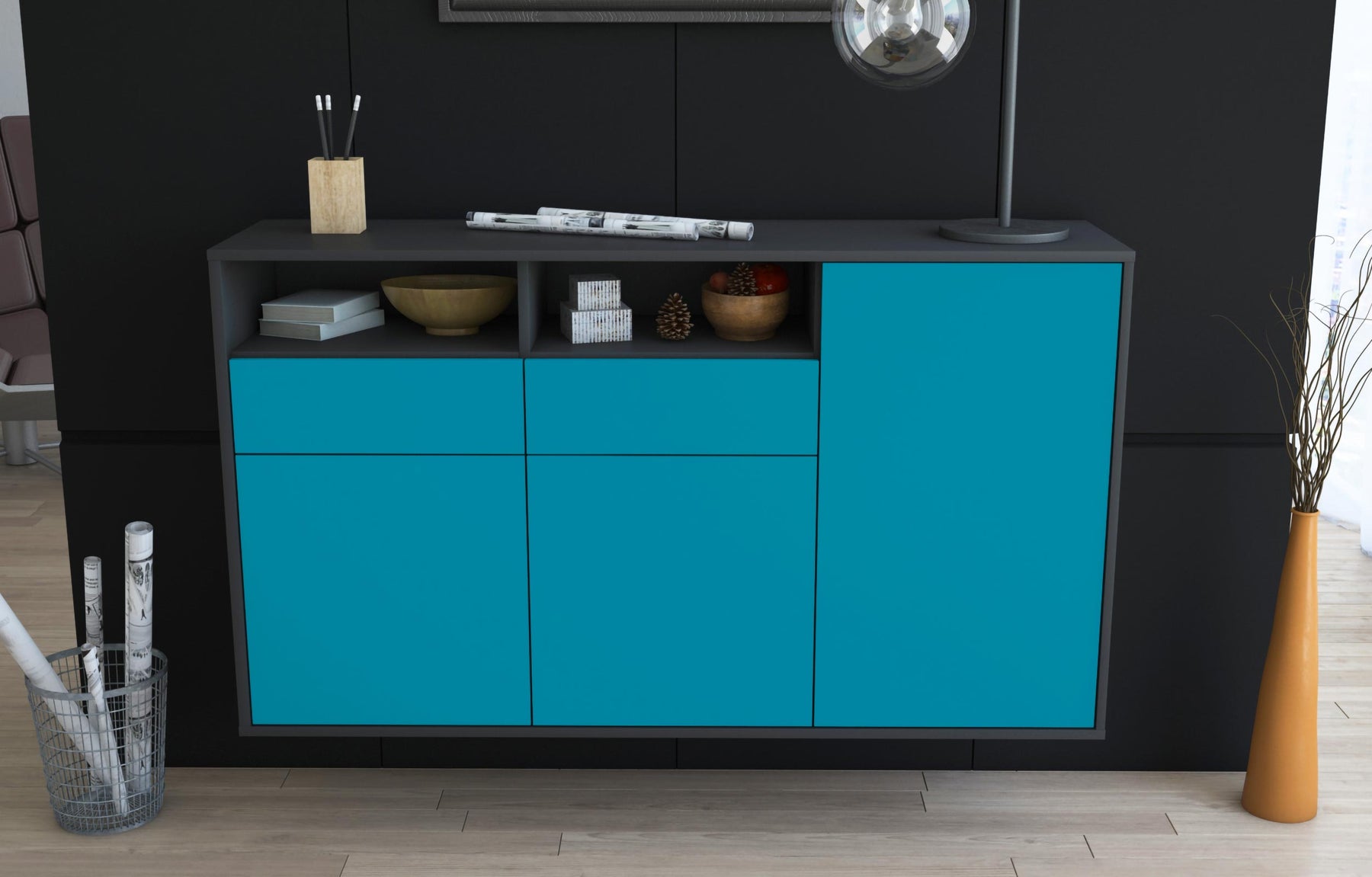 Sideboard Hollywood, Türkis, hängend (136x79x35cm)