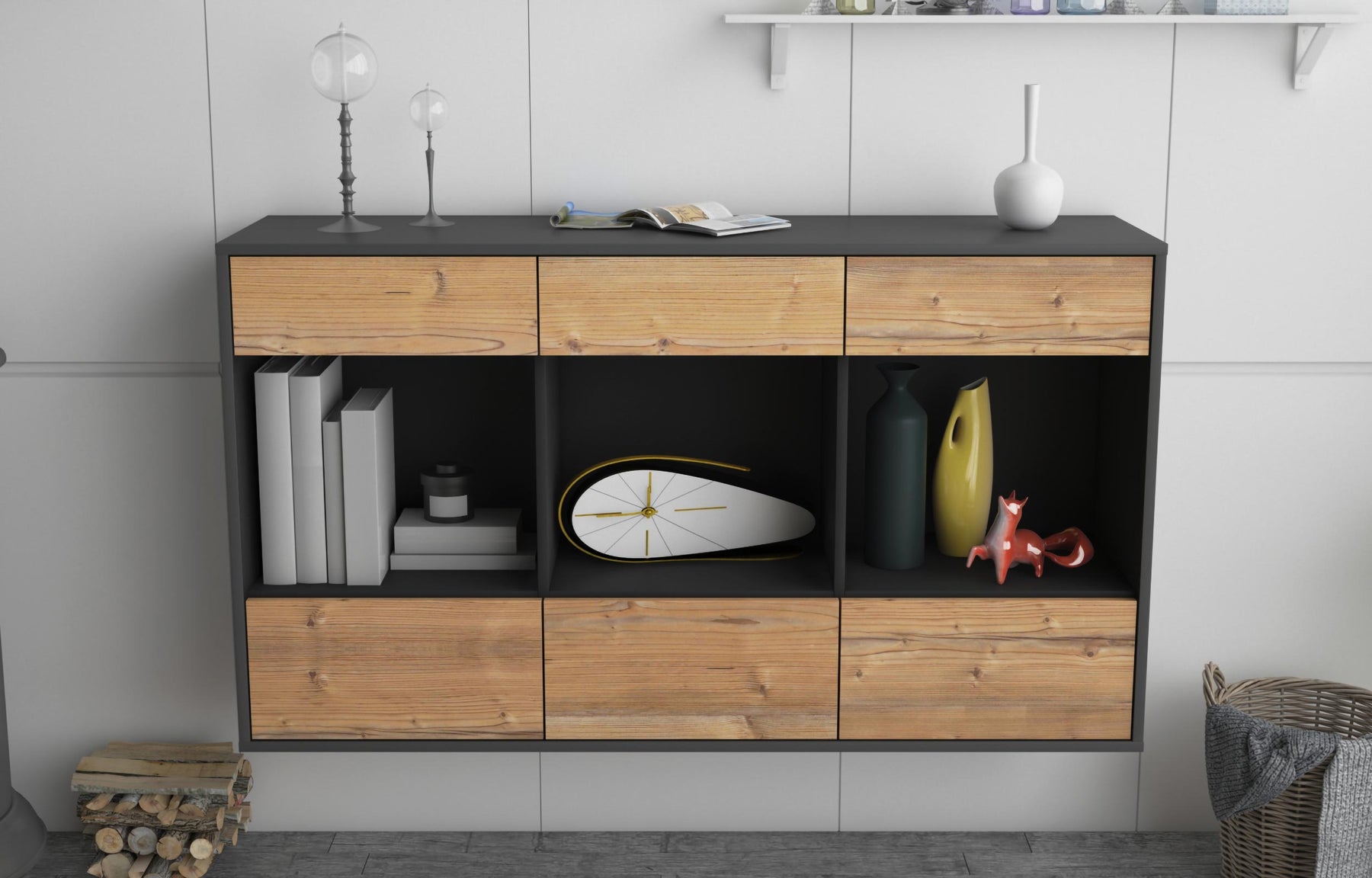 Sideboard Torrance, Pinie, hängend (136x79x35cm)