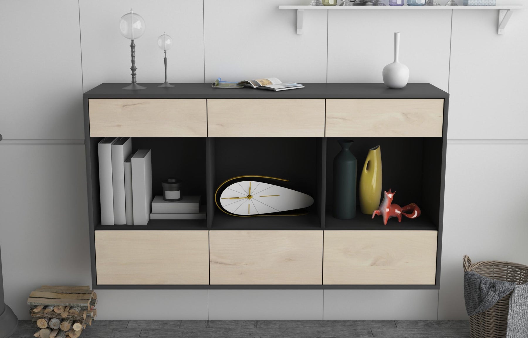 Sideboard Torrance, Zeder, hängend (136x79x35cm)