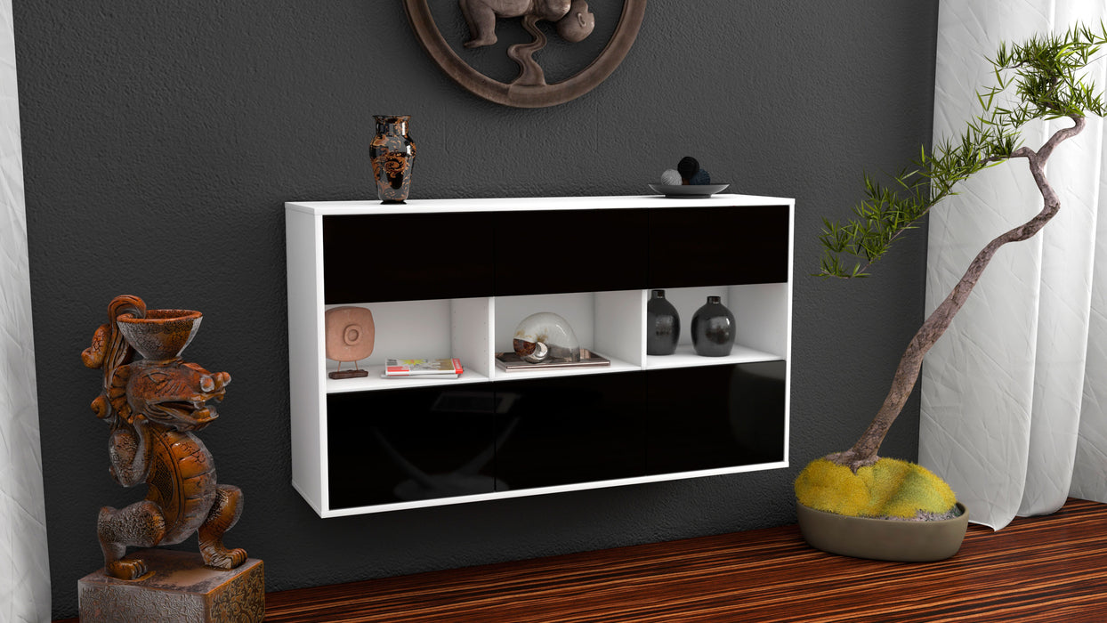 Sideboard Paterson, Schwarz, hängend (136x79x35cm)