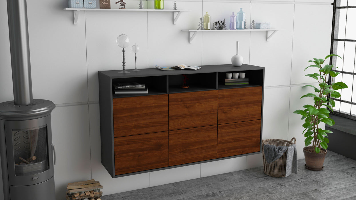 Sideboard Cape Coral, Walnuss, hängend (136x79x35cm)