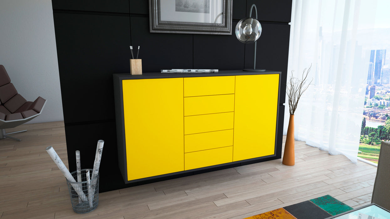 Sideboard Pembroke Pines, Gelb, hängend (136x79x35cm)