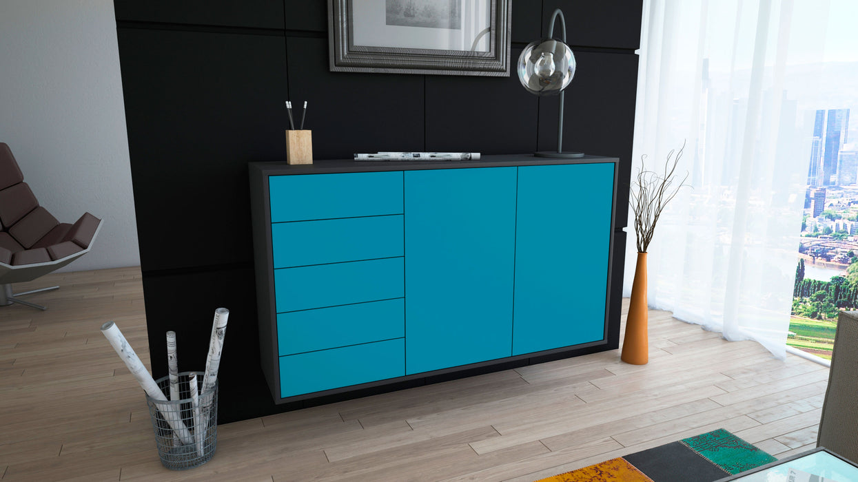 Sideboard Peoria, Türkis, hängend (136x79x35cm)