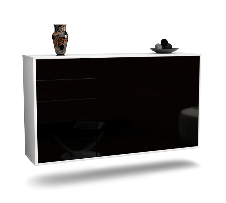 Sideboard Peoria, Schwarz, hängend (136x79x35cm)