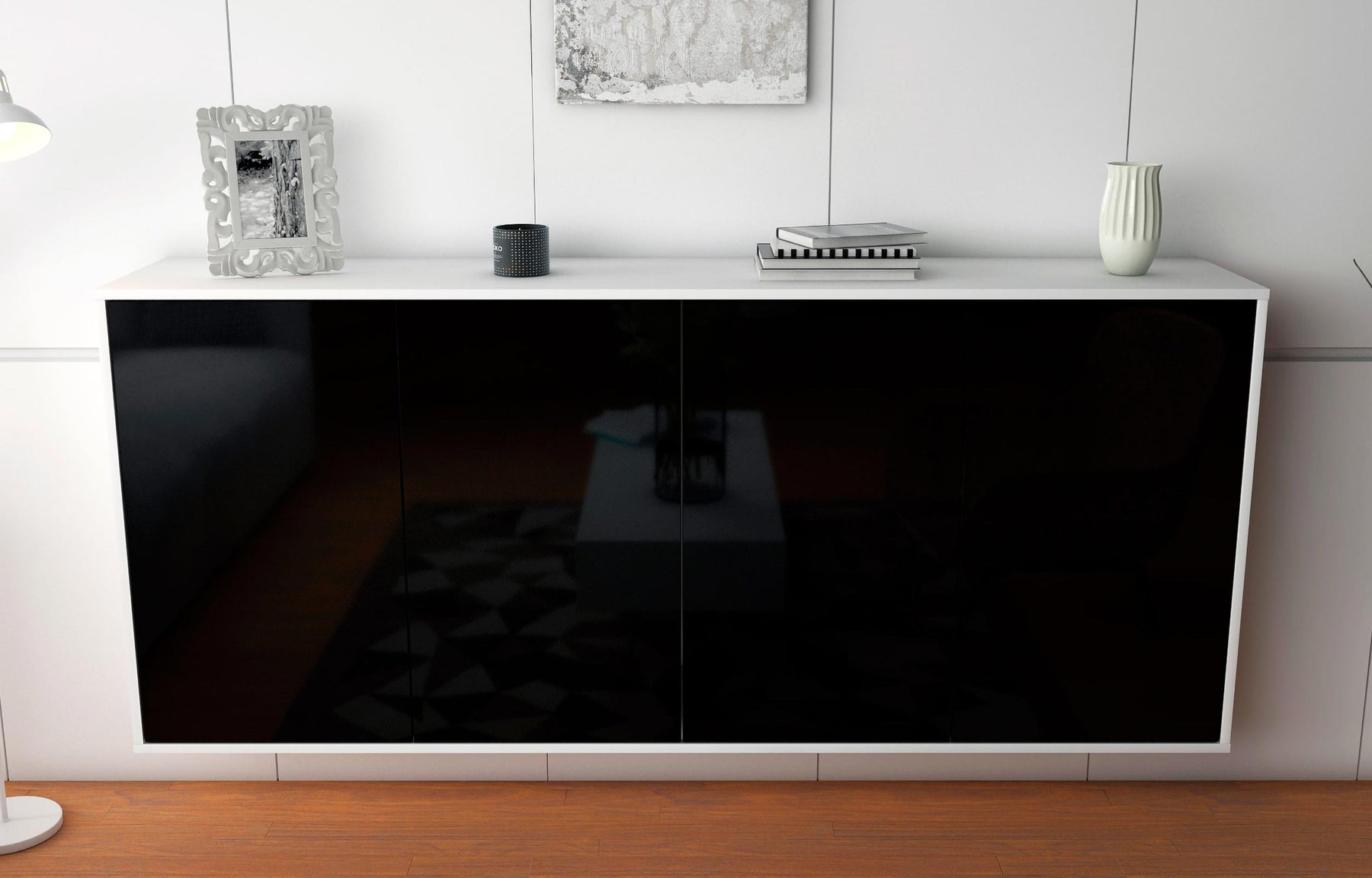 Sideboard Lakewood, Schwarz, hängend (180x79x35cm)