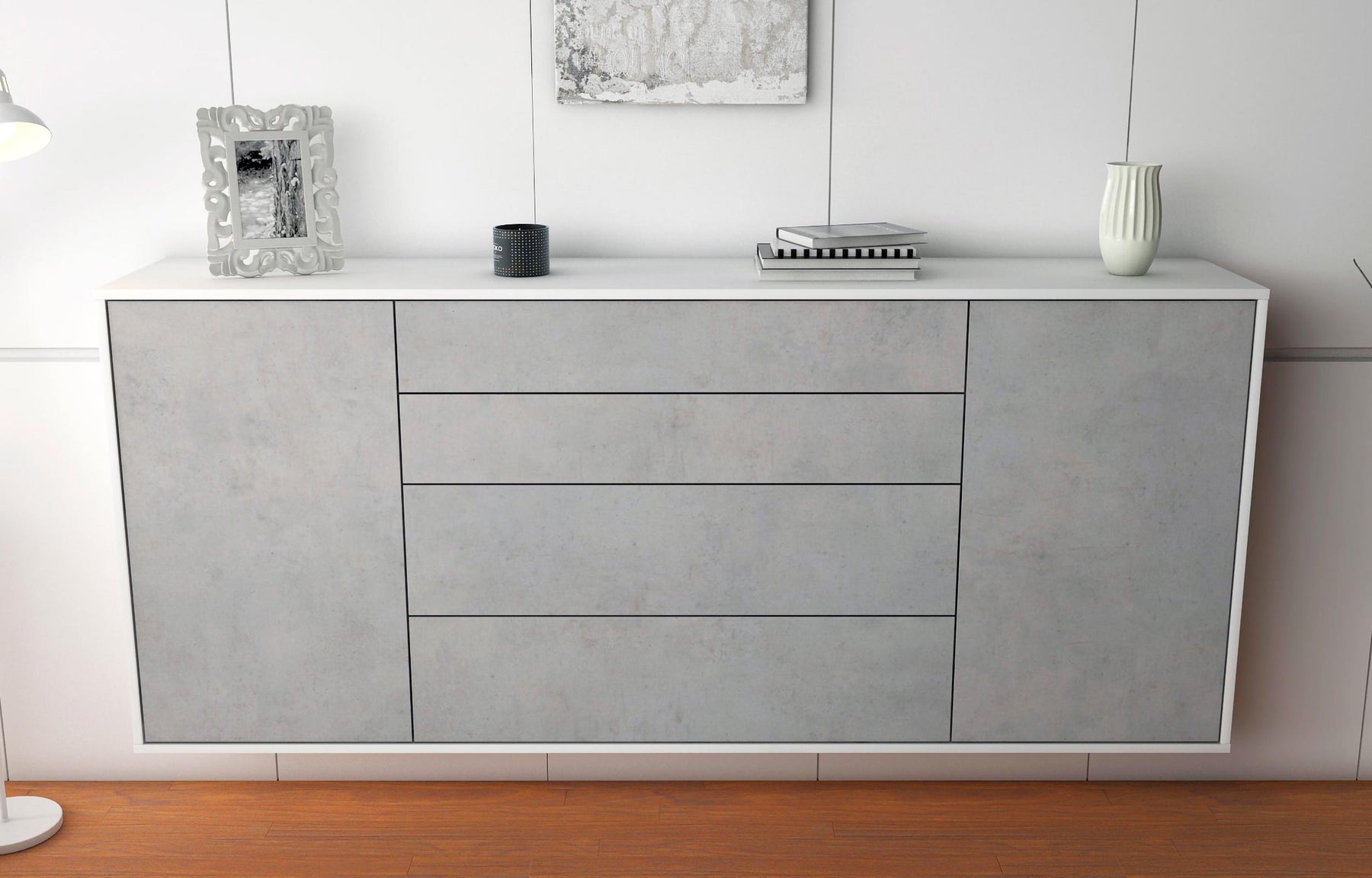 Sideboard Bridgeport, Beton, hängend (180x79x35cm)