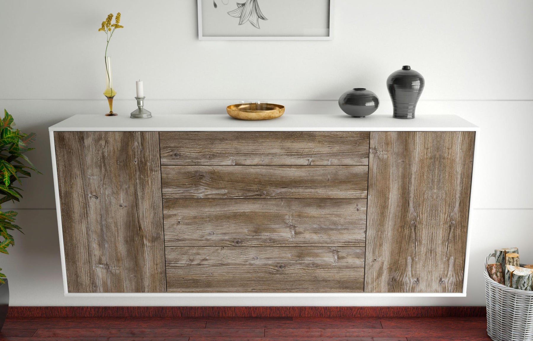 Sideboard Bridgeport, Treibholz, hängend (180x79x35cm)