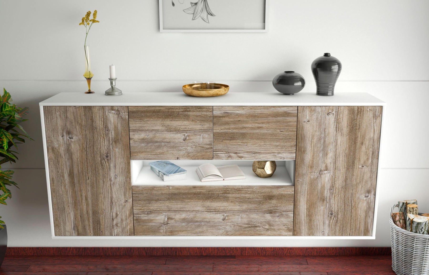 Sideboard Warren, Treibholz, hängend (180x79x35cm)