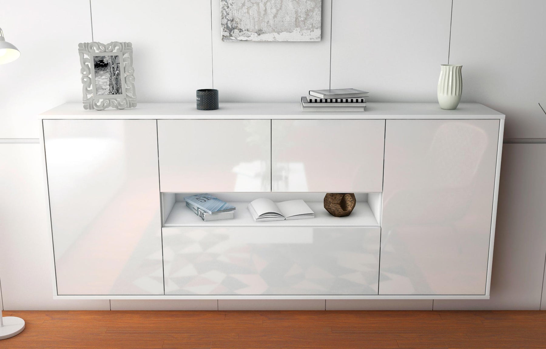 Sideboard Warren, Weiß, hängend (180x79x35cm)