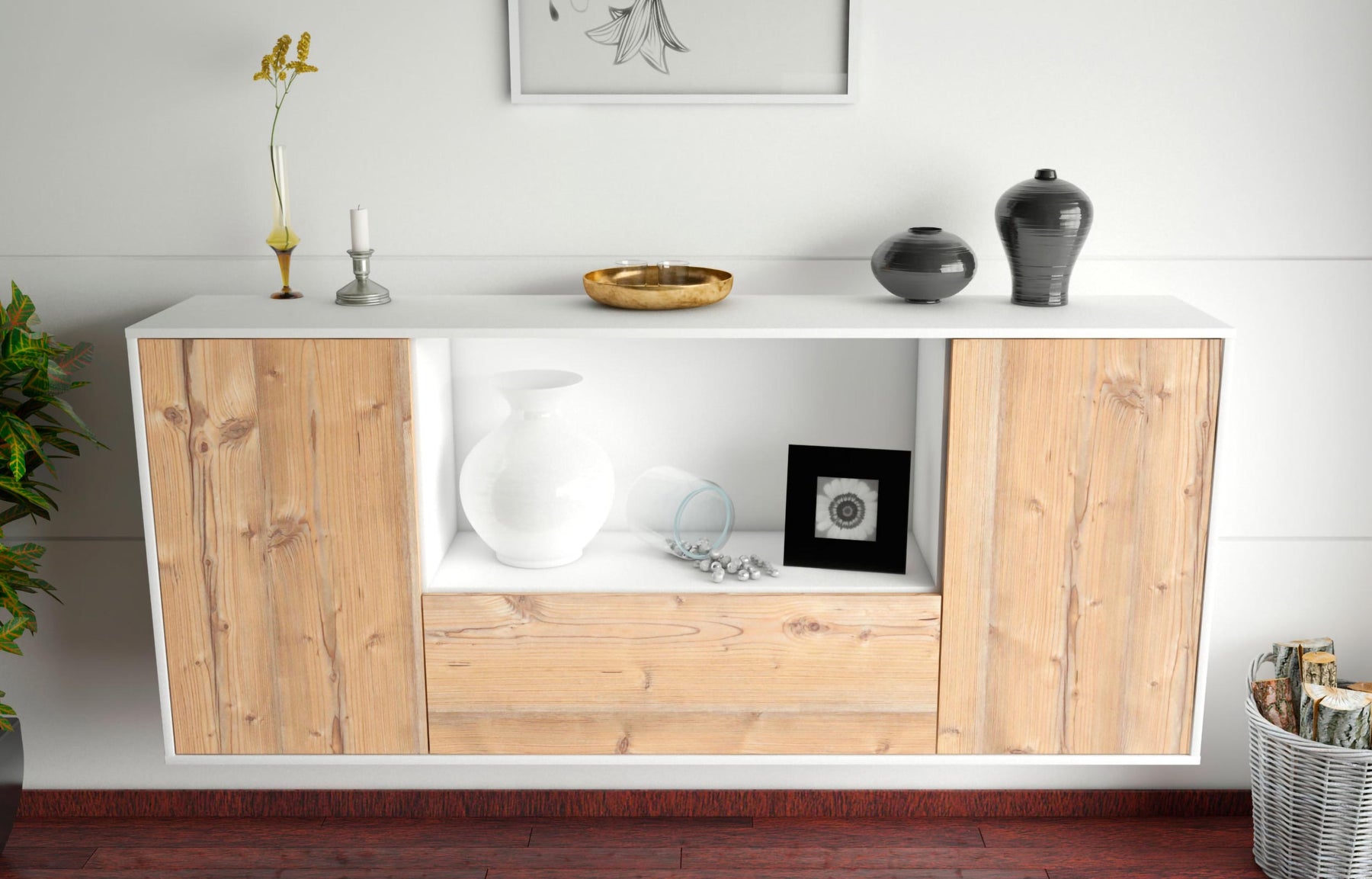 Sideboard Fort Collins, Pinie, hängend (180x79x35cm)