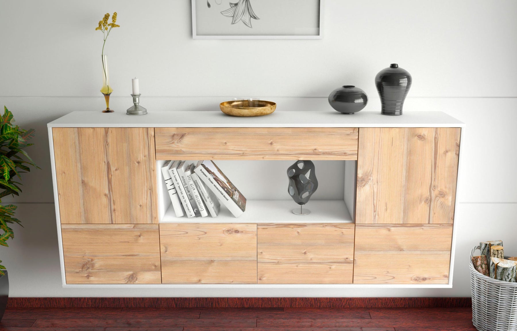 Sideboard Fullerton, Pinie, hängend (180x79x35cm)