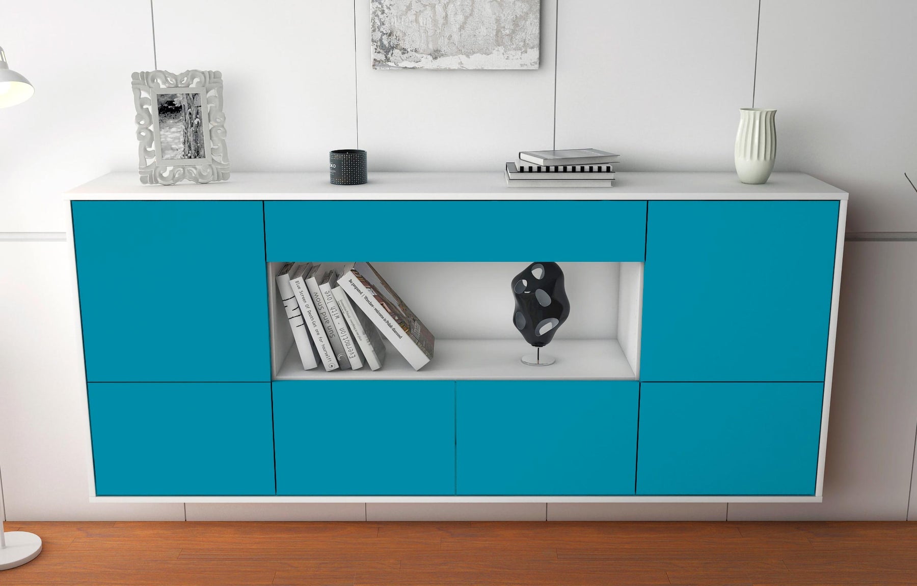 Sideboard Fullerton, Türkis, hängend (180x79x35cm)