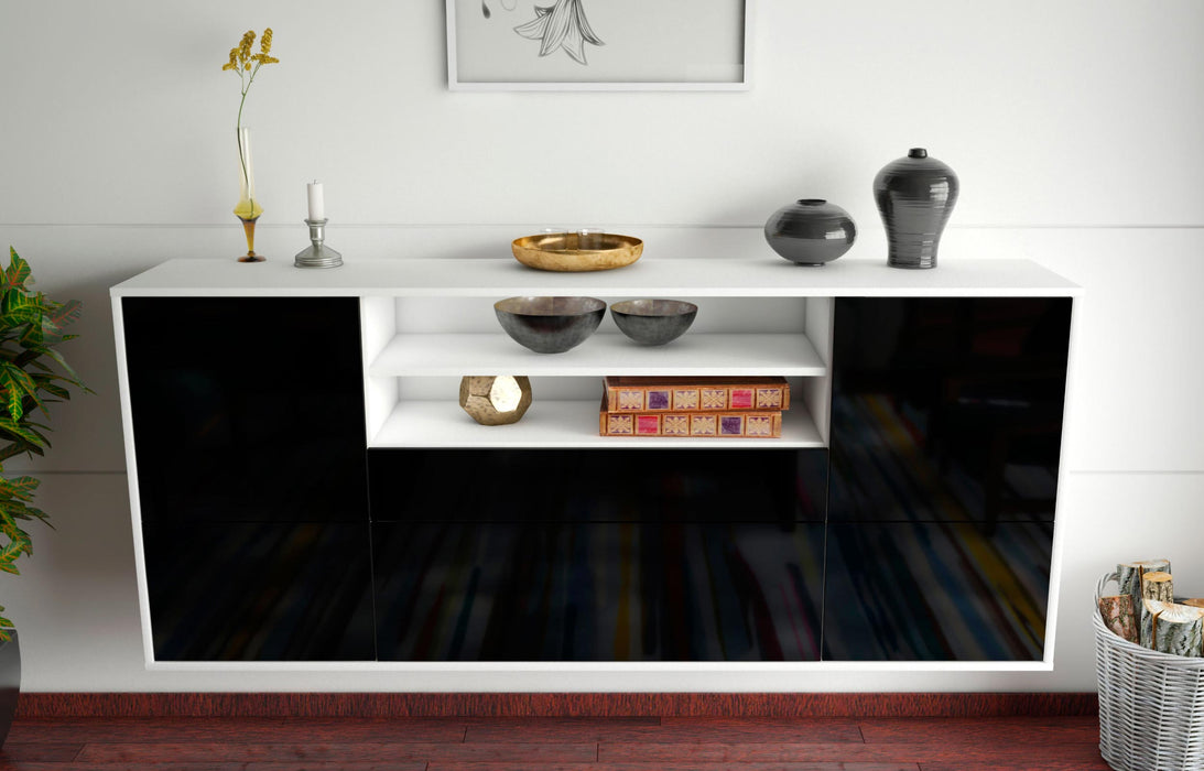 Sideboard Elk Grove, Schwarz, hängend (180x79x35cm)