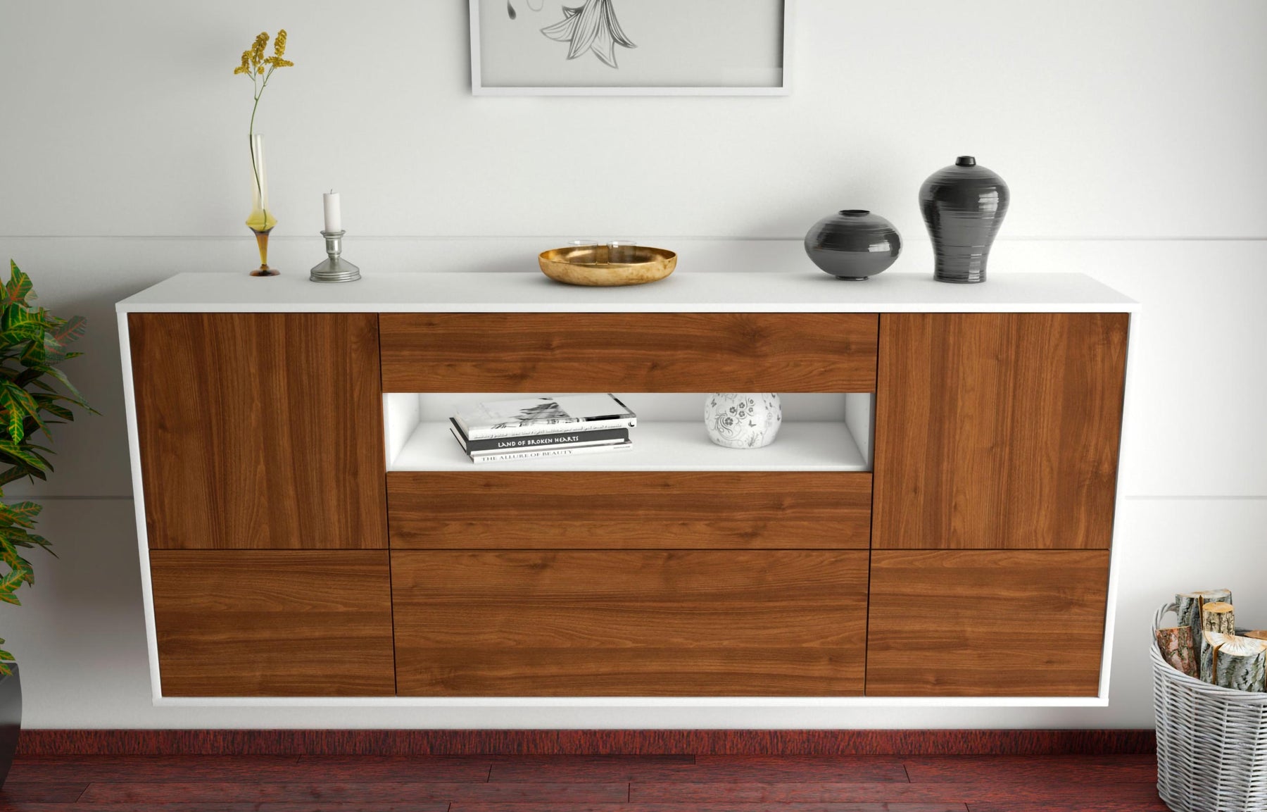 Sideboard Savannah, Walnuss, hängend (180x79x35cm)