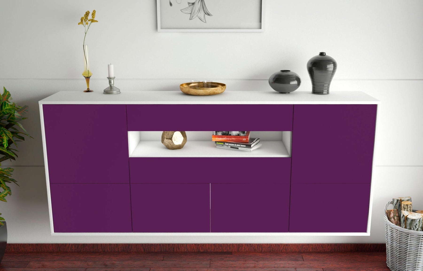 Sideboard McAllen, Lila, hängend (180x79x35cm)