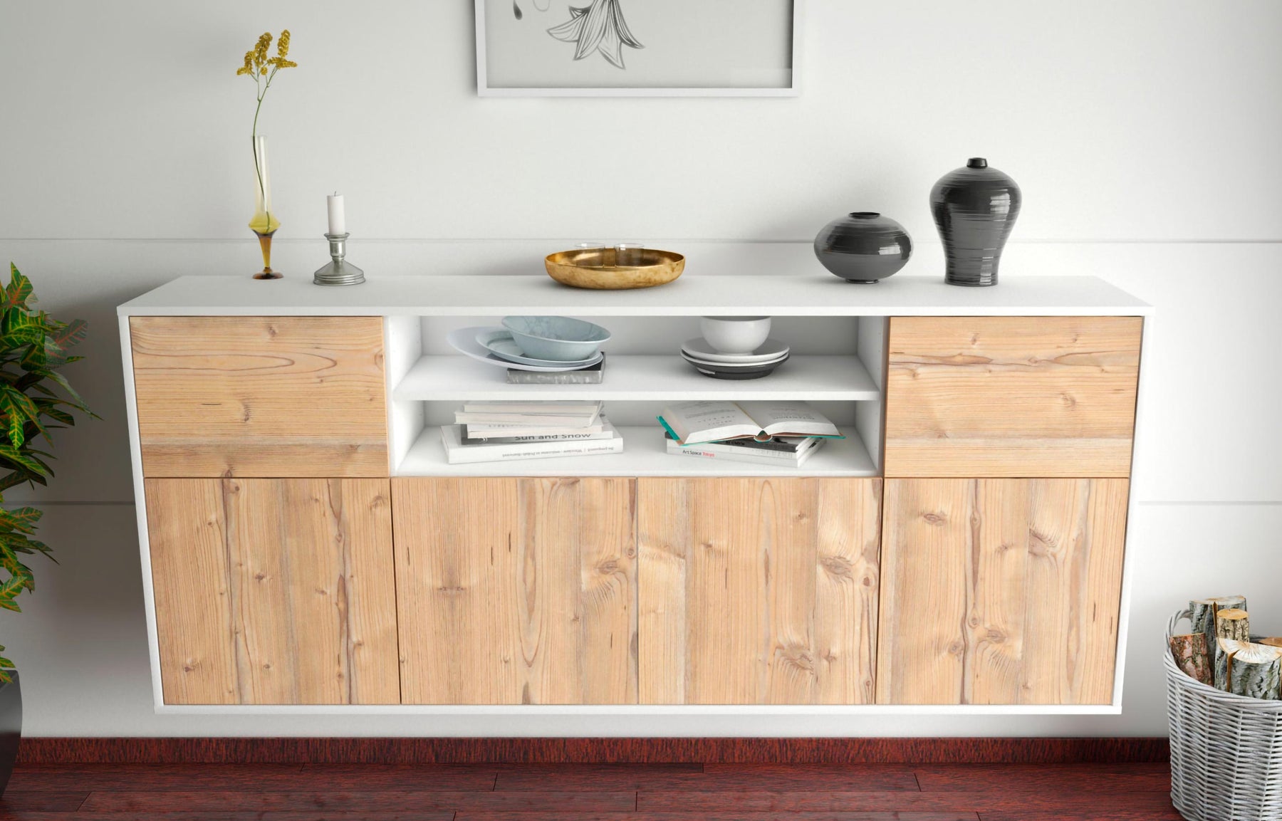 Sideboard Cedar Rapids, Pinie, hängend (180x79x35cm)