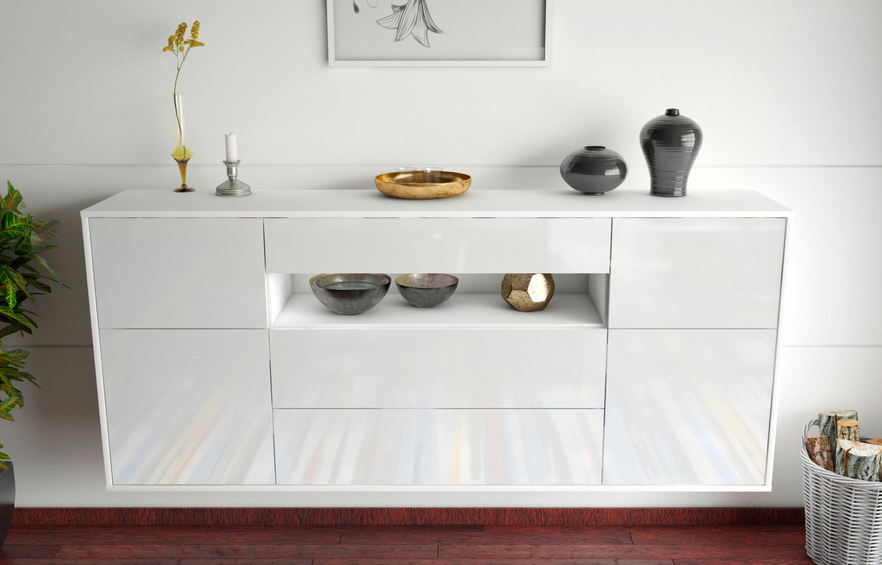 Sideboard Elizabeth, Weiß, hängend (180x79x35cm)