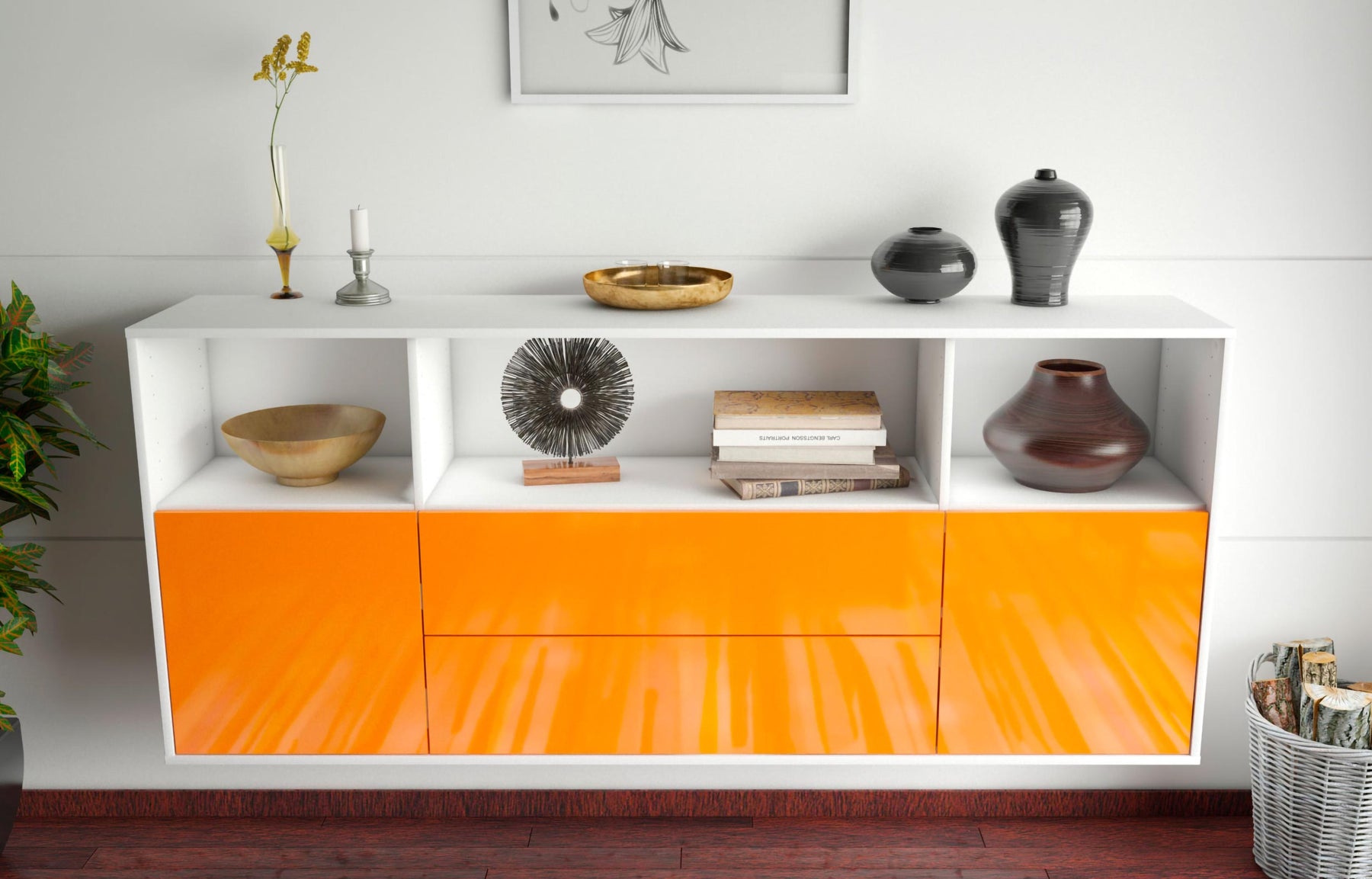 Sideboard Hartford, Orange, hängend (180x79x35cm)