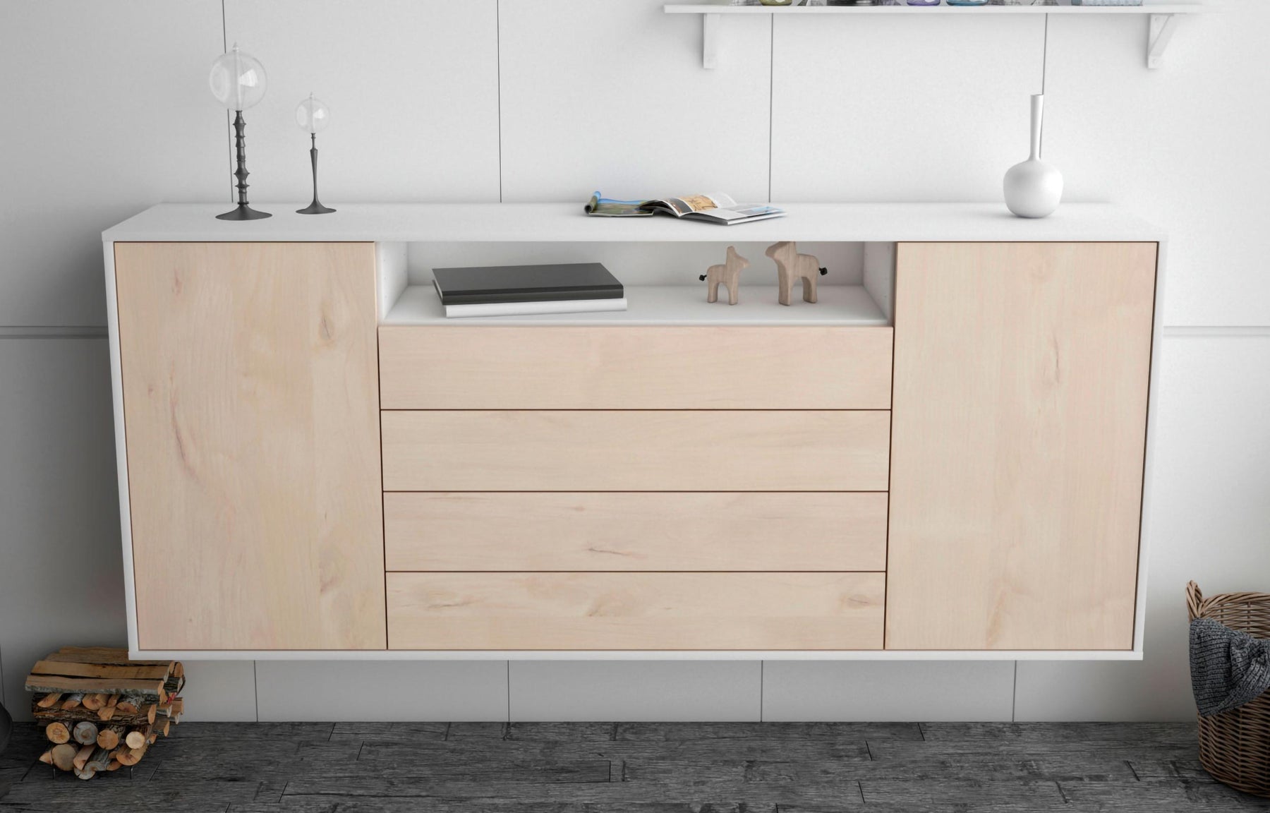 Sideboard New Haven, Zeder, hängend (180x79x35cm)