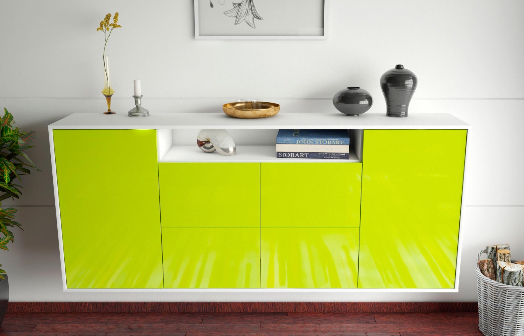 Sideboard Carrollton, Grün, hängend (180x79x35cm)