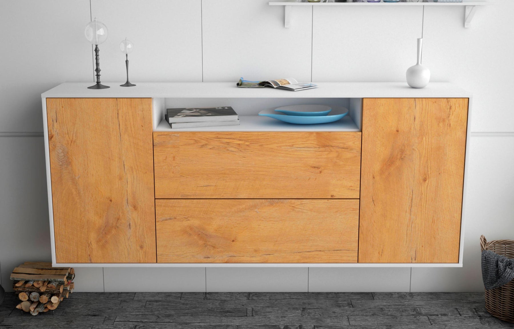 Sideboard Thousand Oaks, Eiche, hängend (180x79x35cm)