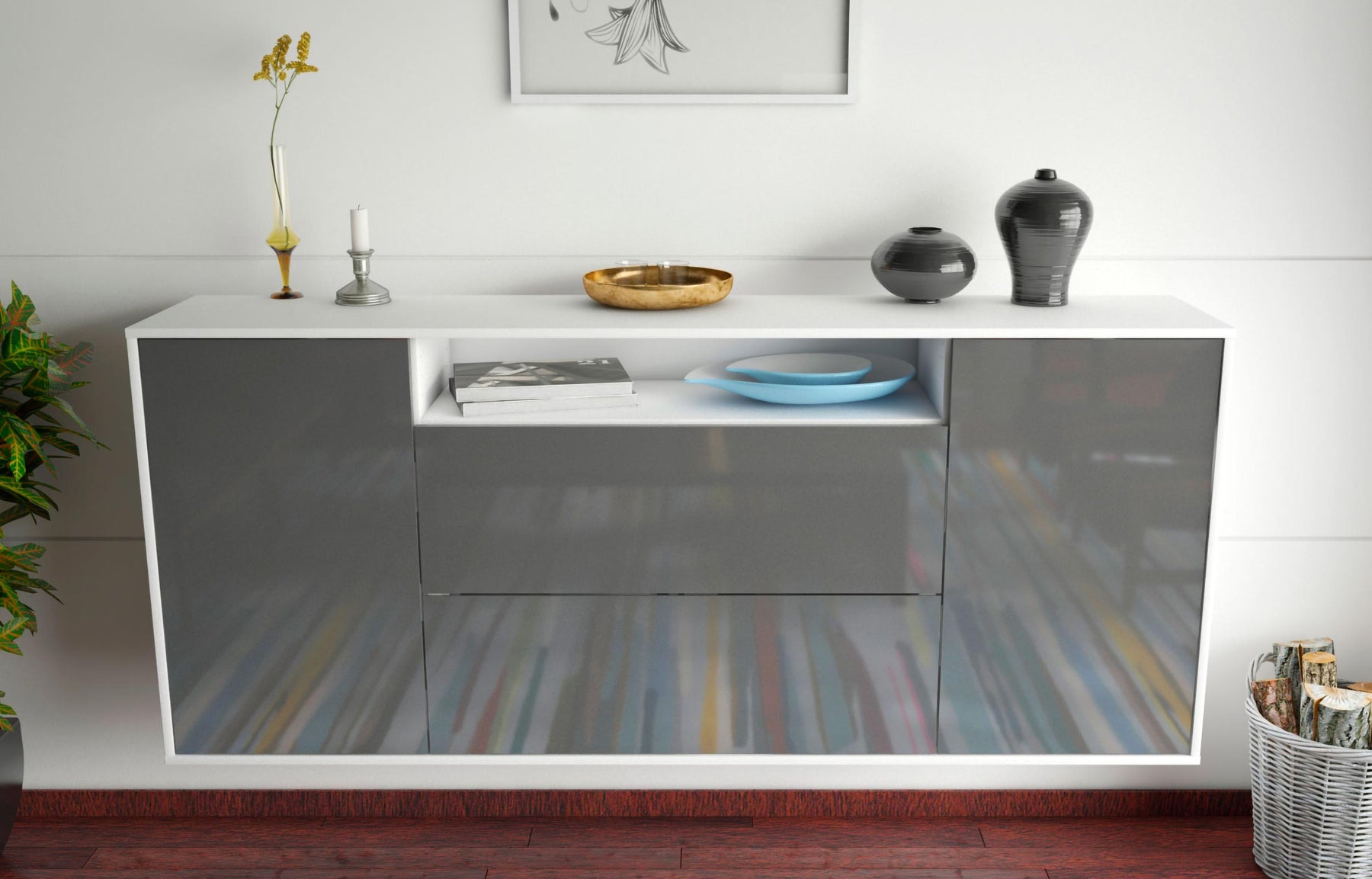 Sideboard Thousand Oaks, Grau, hängend (180x79x35cm)