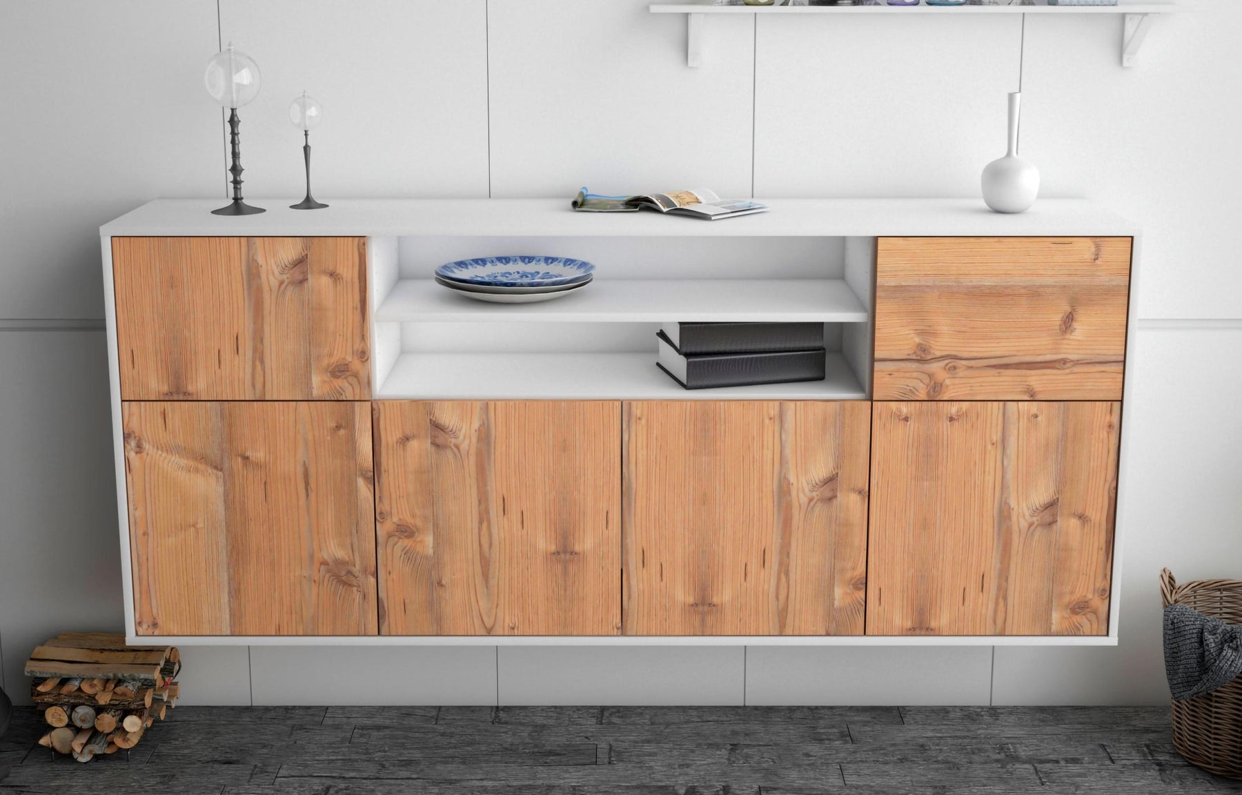 Sideboard Topeka, Pinie, hängend (180x79x35cm)