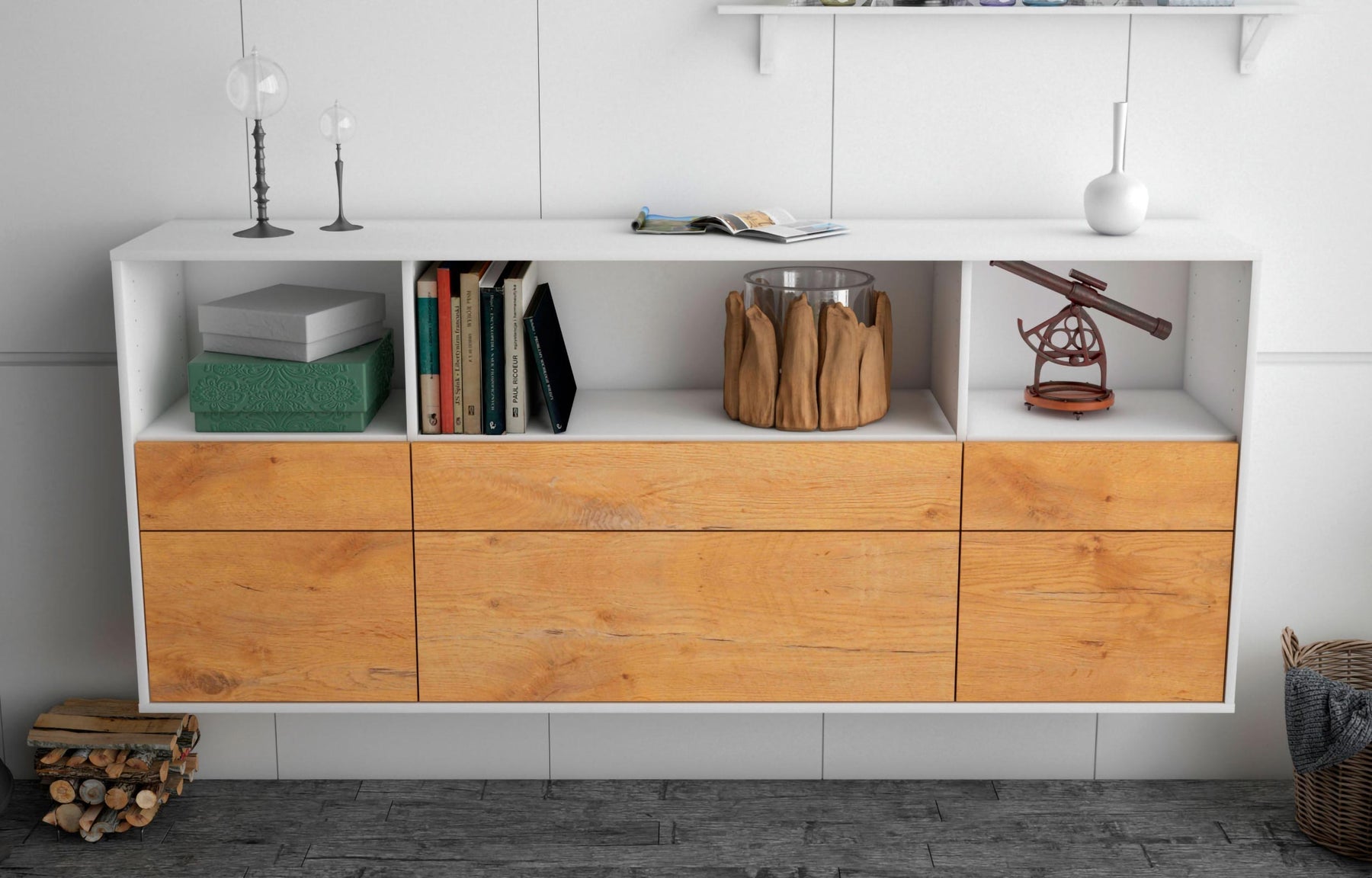 Sideboard Cary, Eiche, hängend (180x79x35cm)