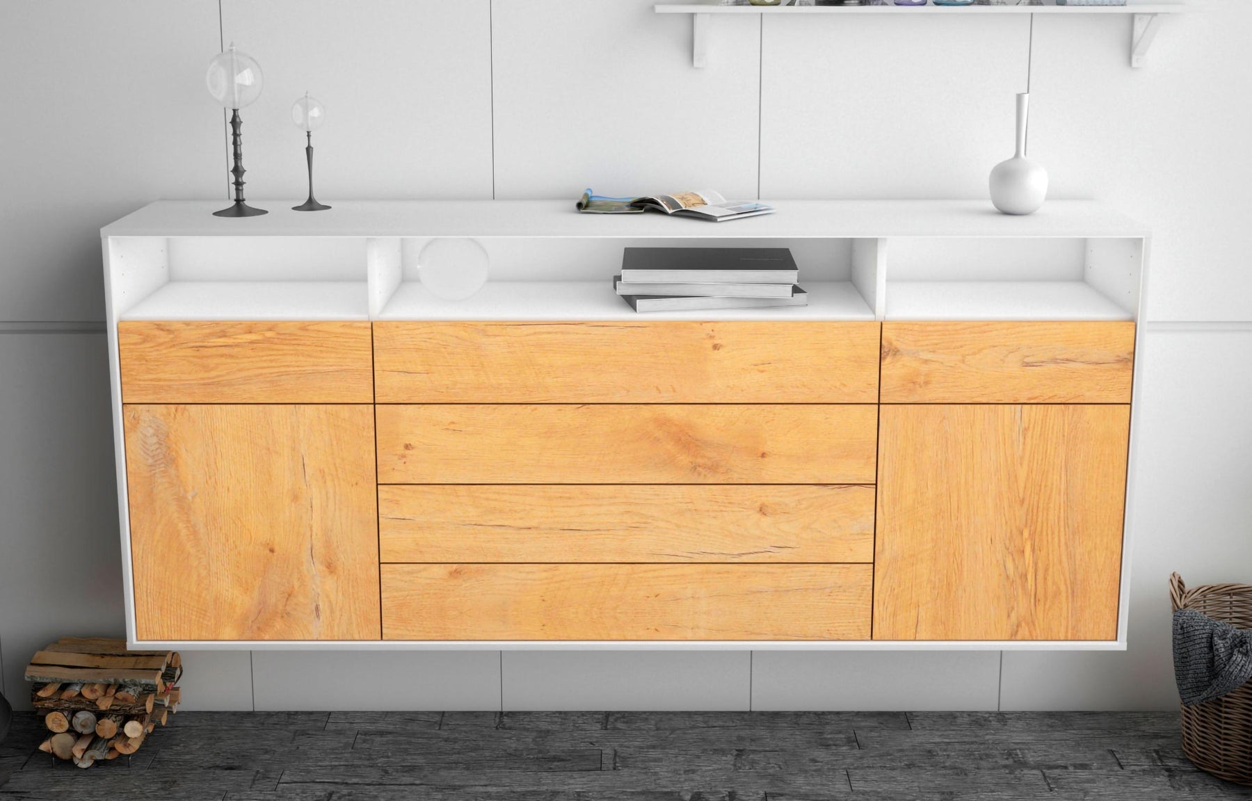 Sideboard Bellevue, Eiche, hängend (180x79x35cm)