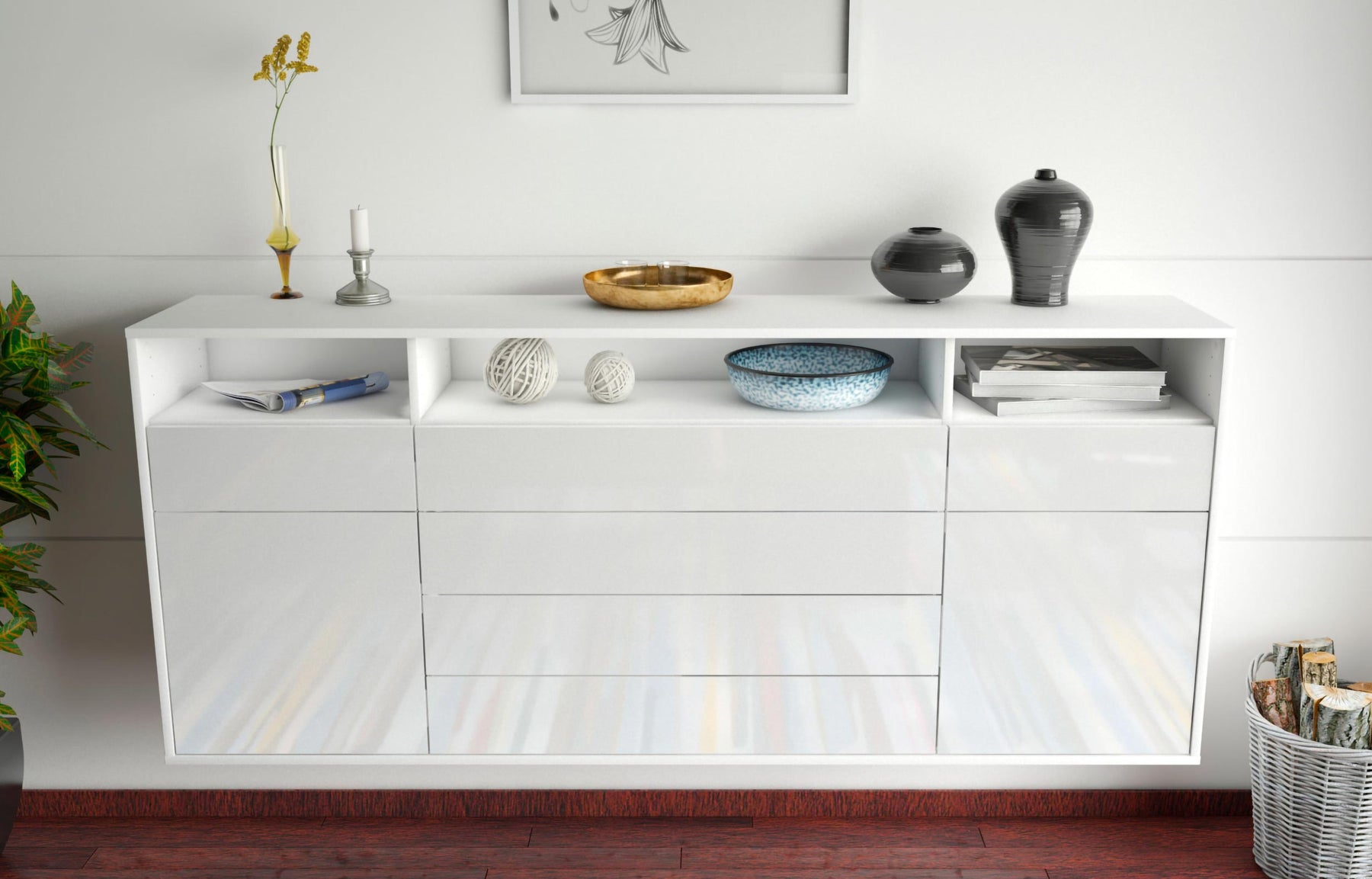 Sideboard Bellevue, Weiß, hängend (180x79x35cm)