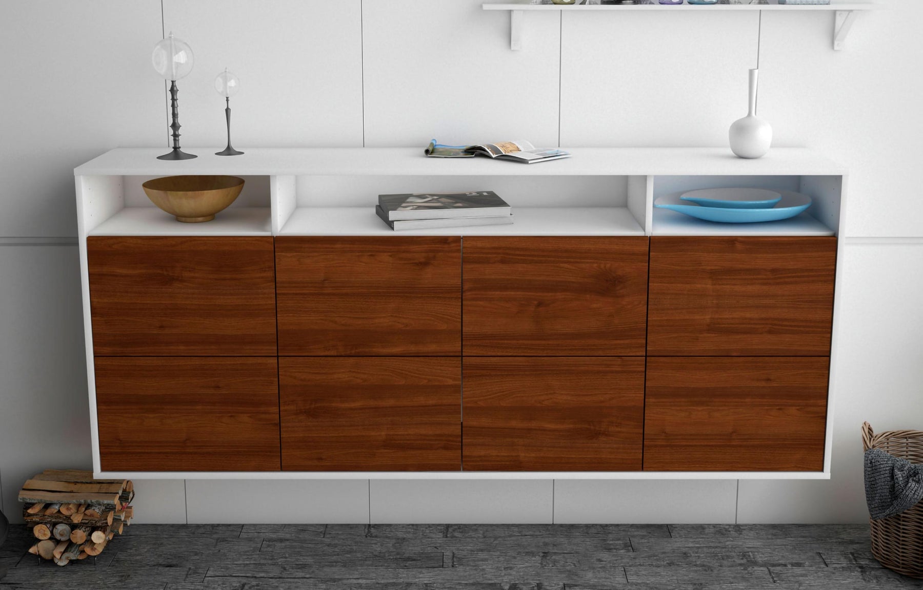 Sideboard Concord, Walnuss, hängend (180x79x35cm)