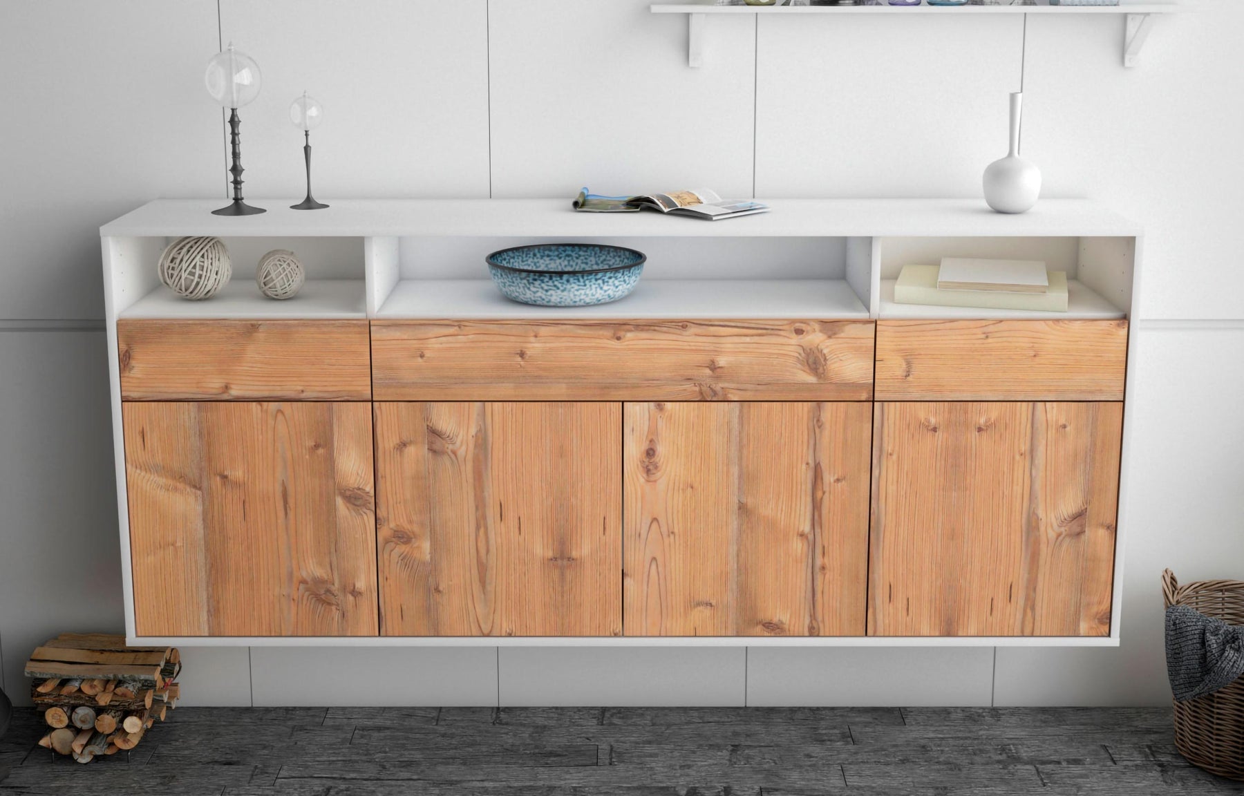 Sideboard Simi Valley, Pinie, hängend (180x79x35cm)