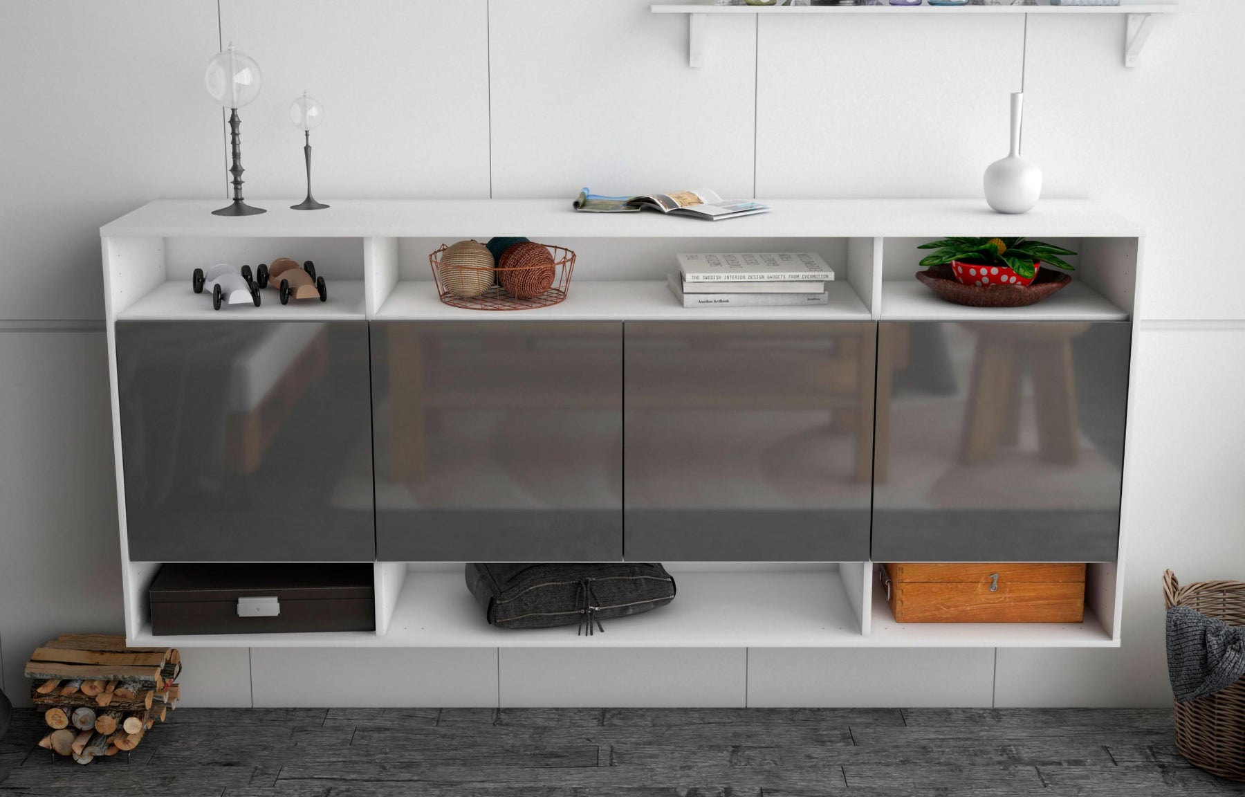 Sideboard Provo, Grau, hängend (180x79x35cm)