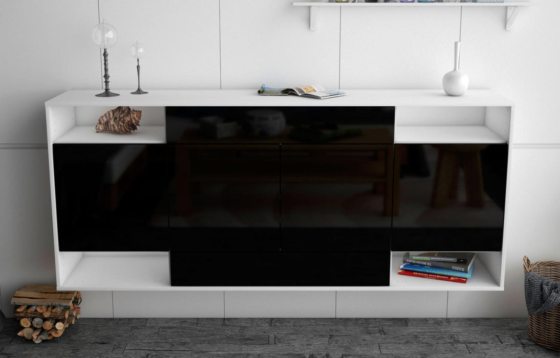 Sideboard Evansville, Schwarz, hängend (180x79x35cm)