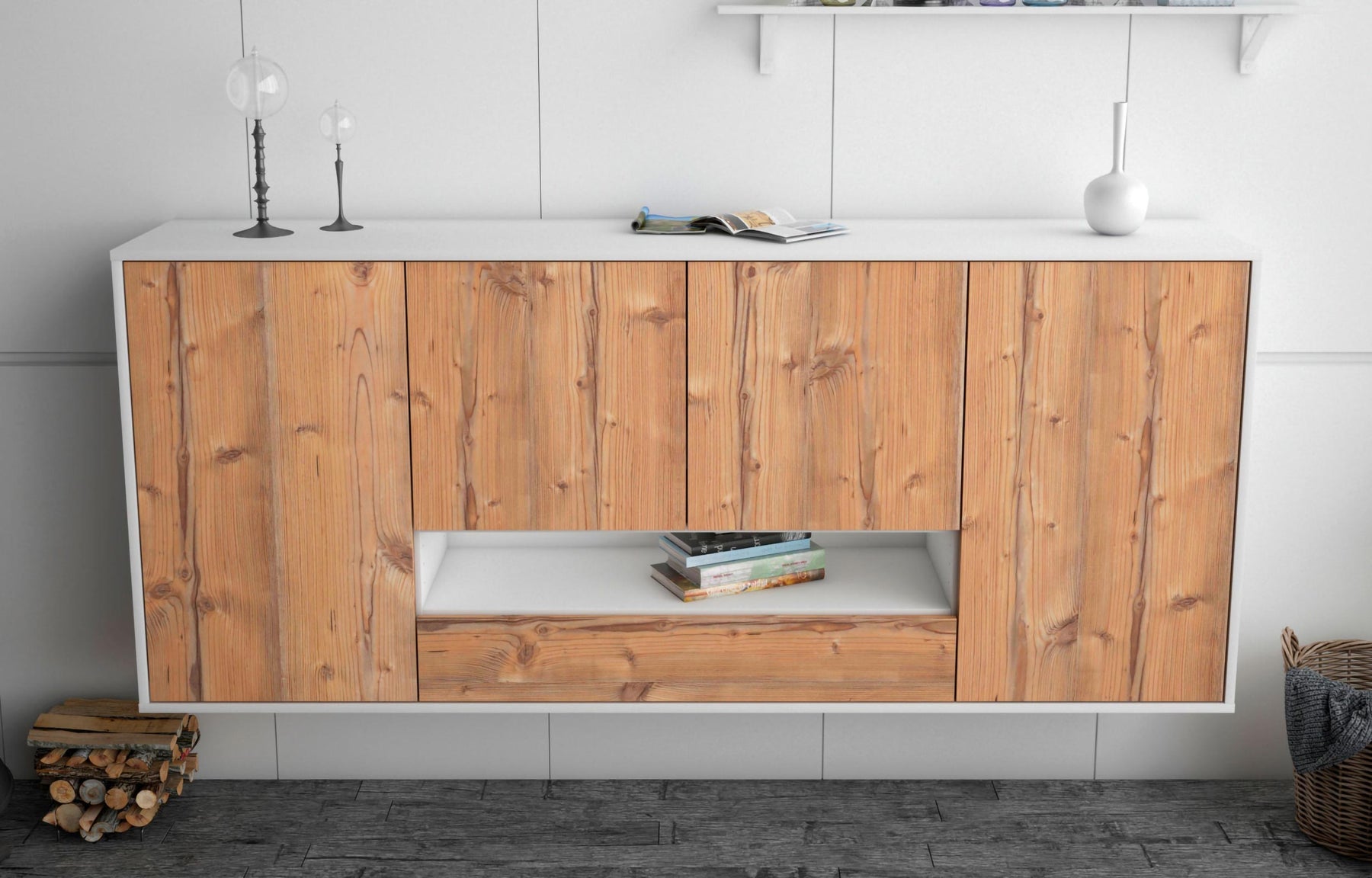 Sideboard Abilene, Pinie, hängend (180x79x35cm)